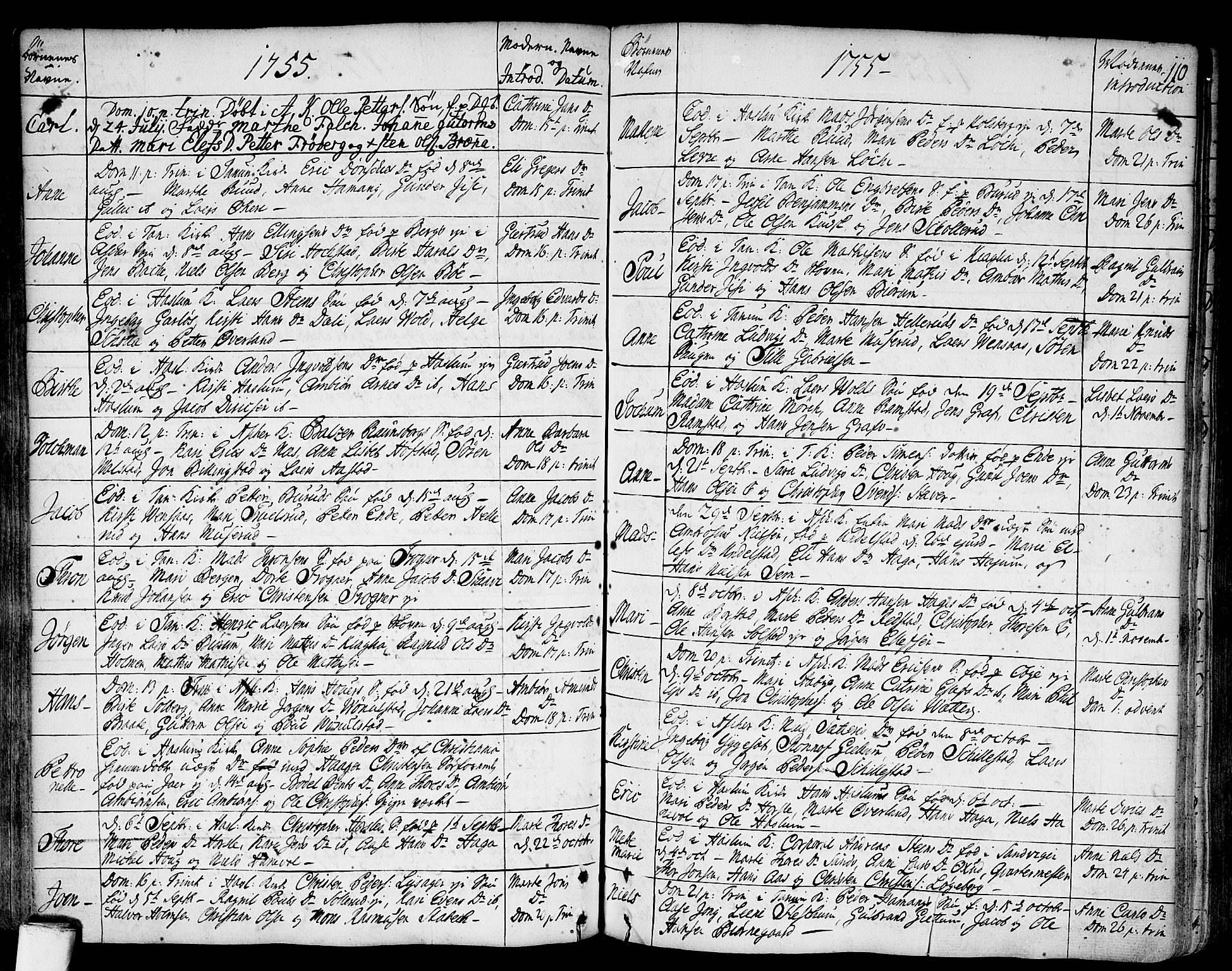 Asker prestekontor Kirkebøker, SAO/A-10256a/F/Fa/L0002: Parish register (official) no. I 2, 1733-1766, p. 110