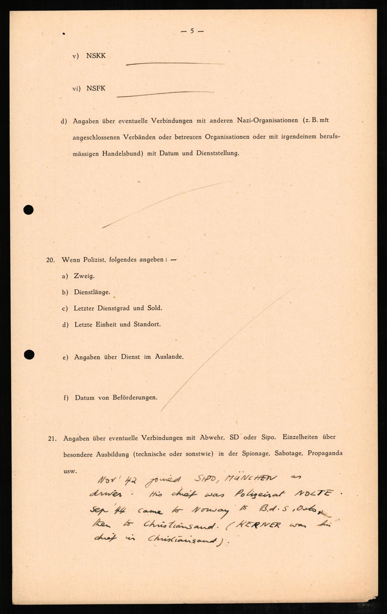 Forsvaret, Forsvarets overkommando II, AV/RA-RAFA-3915/D/Db/L0007: CI Questionaires. Tyske okkupasjonsstyrker i Norge. Tyskere., 1945-1946, p. 234