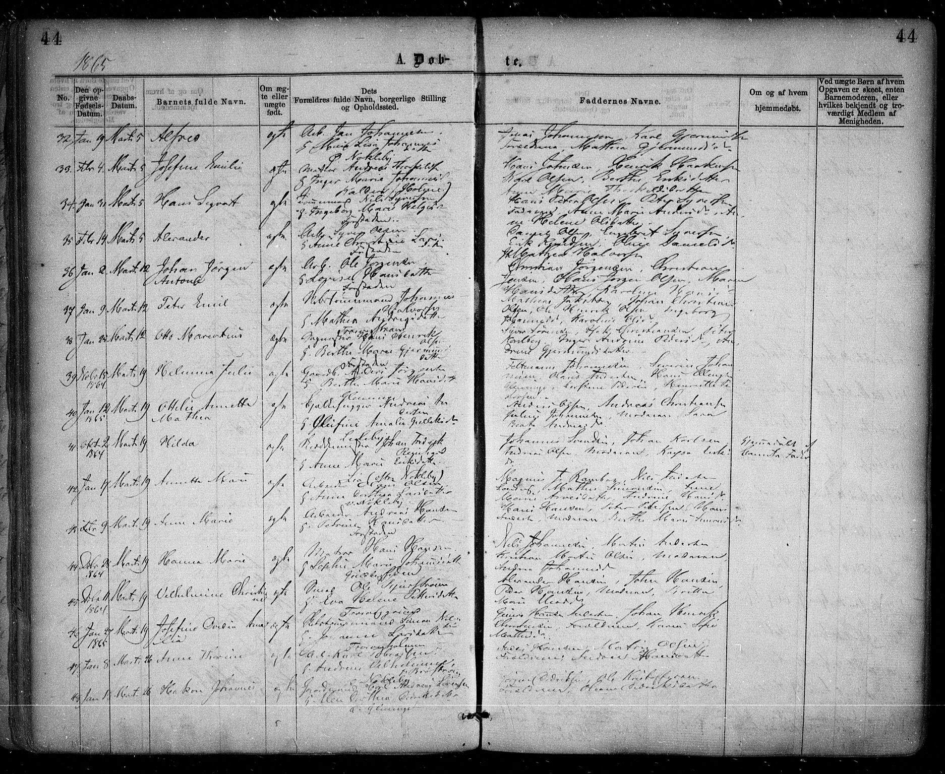 Glemmen prestekontor Kirkebøker, AV/SAO-A-10908/F/Fa/L0008: Parish register (official) no. 8, 1862-1871, p. 44