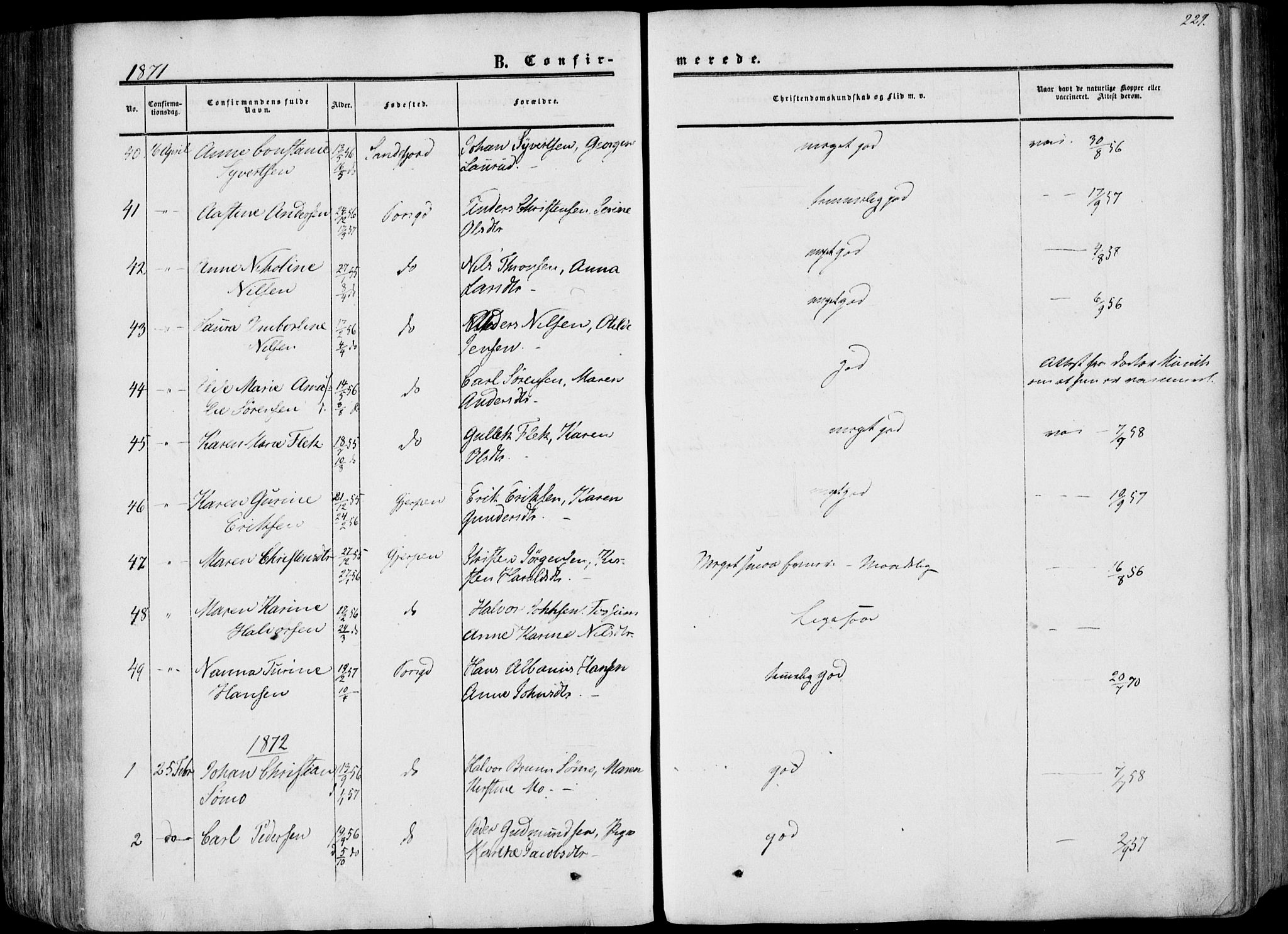 Porsgrunn kirkebøker , AV/SAKO-A-104/F/Fa/L0007: Parish register (official) no. 7, 1858-1877, p. 229