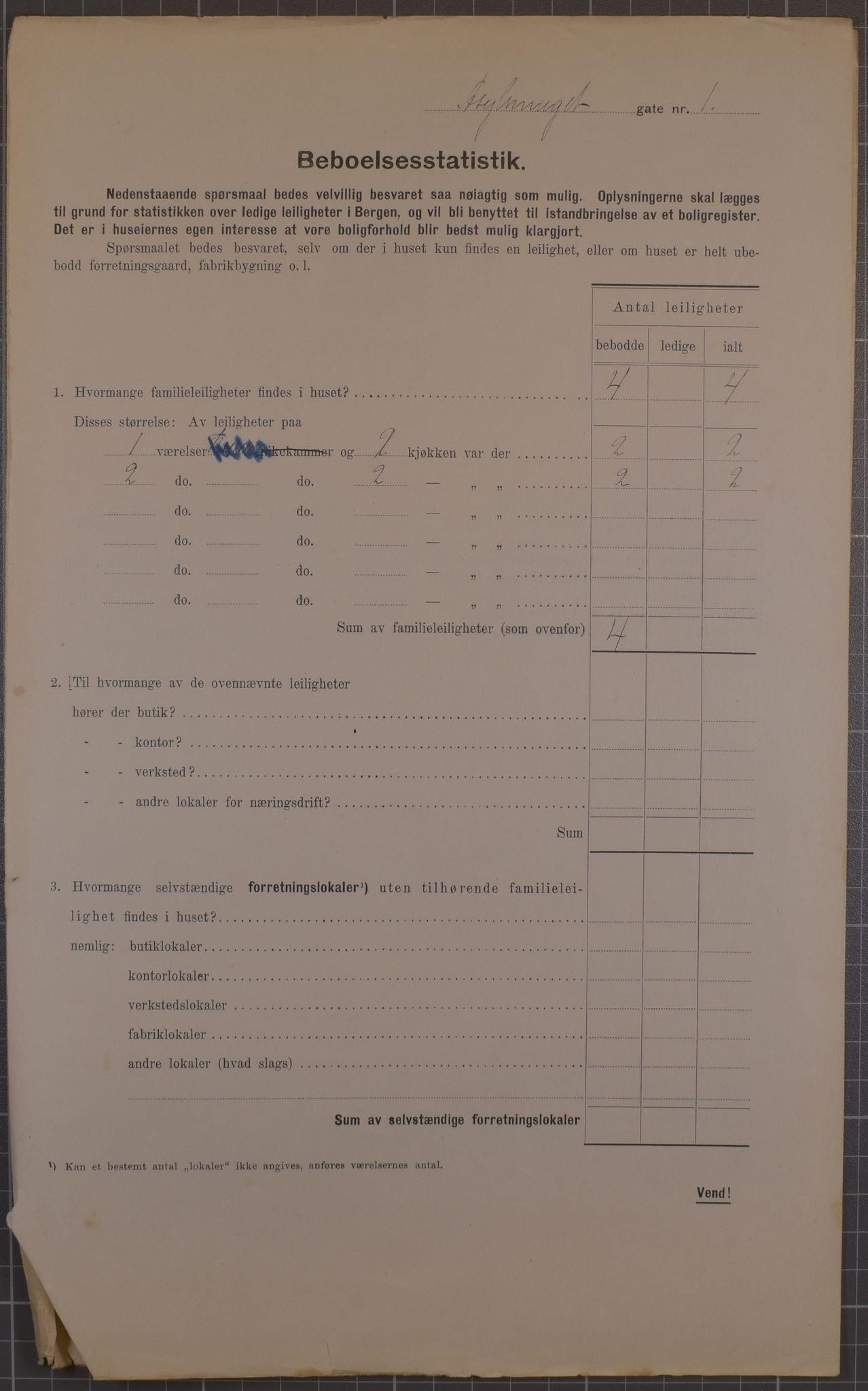 SAB, Municipal Census 1912 for Bergen, 1912, p. 1696