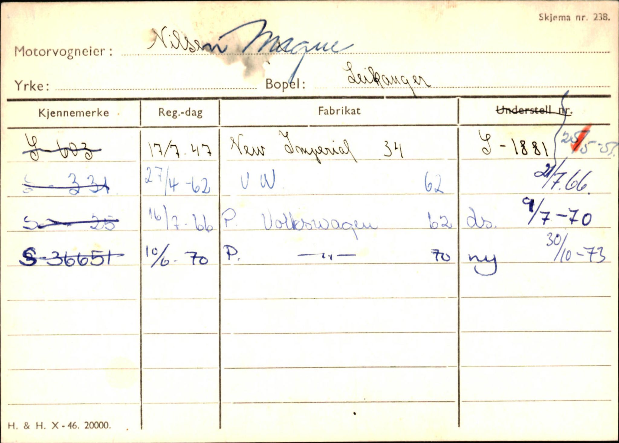 Statens vegvesen, Sogn og Fjordane vegkontor, AV/SAB-A-5301/4/F/L0126: Eigarregister Fjaler M-Å. Leikanger A-Å, 1945-1975, p. 1834