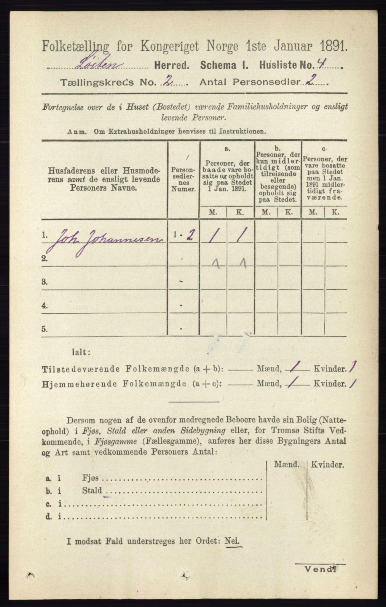 RA, 1891 census for 0415 Løten, 1891, p. 1376