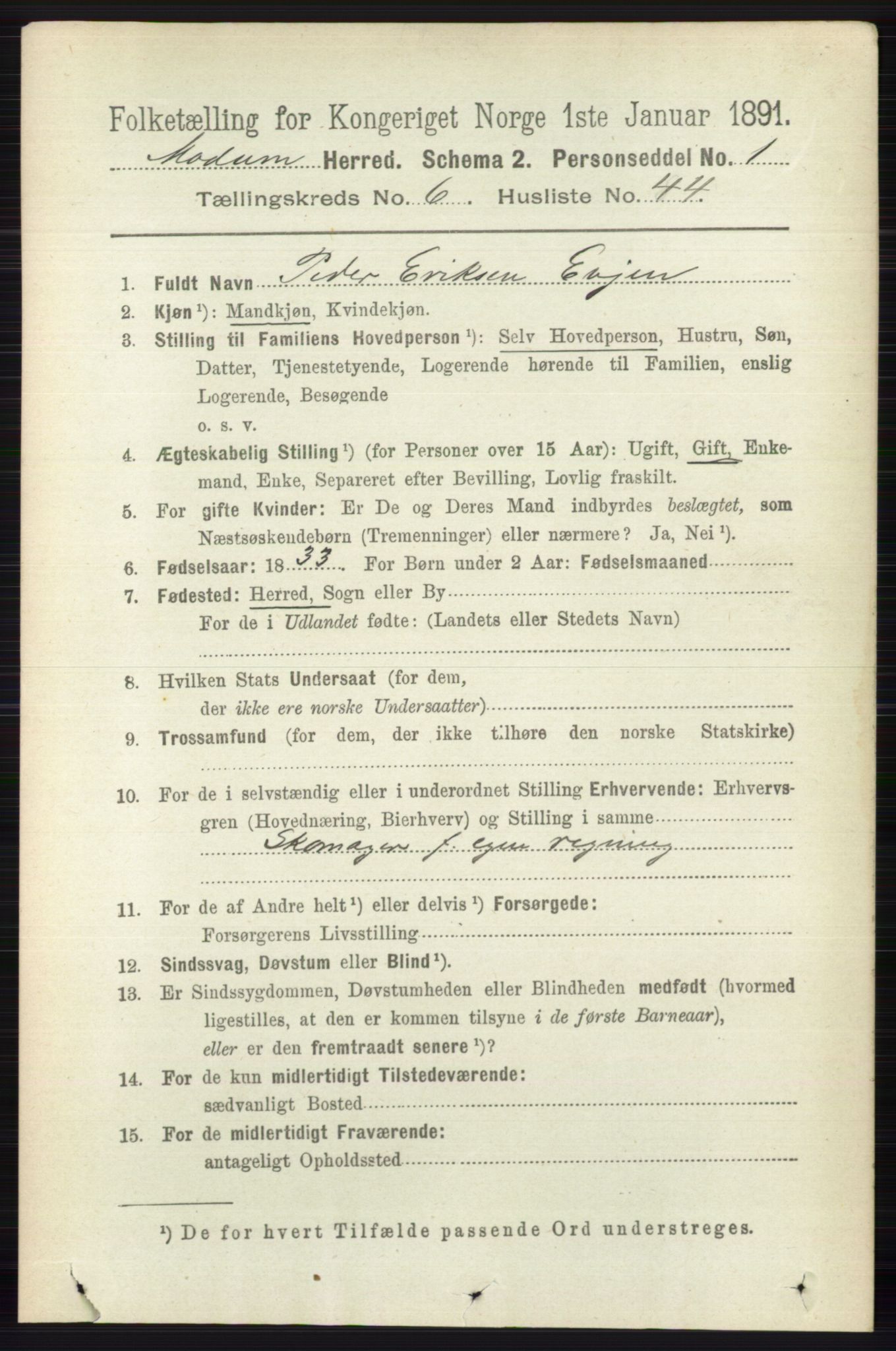 RA, 1891 census for 0623 Modum, 1891, p. 2562