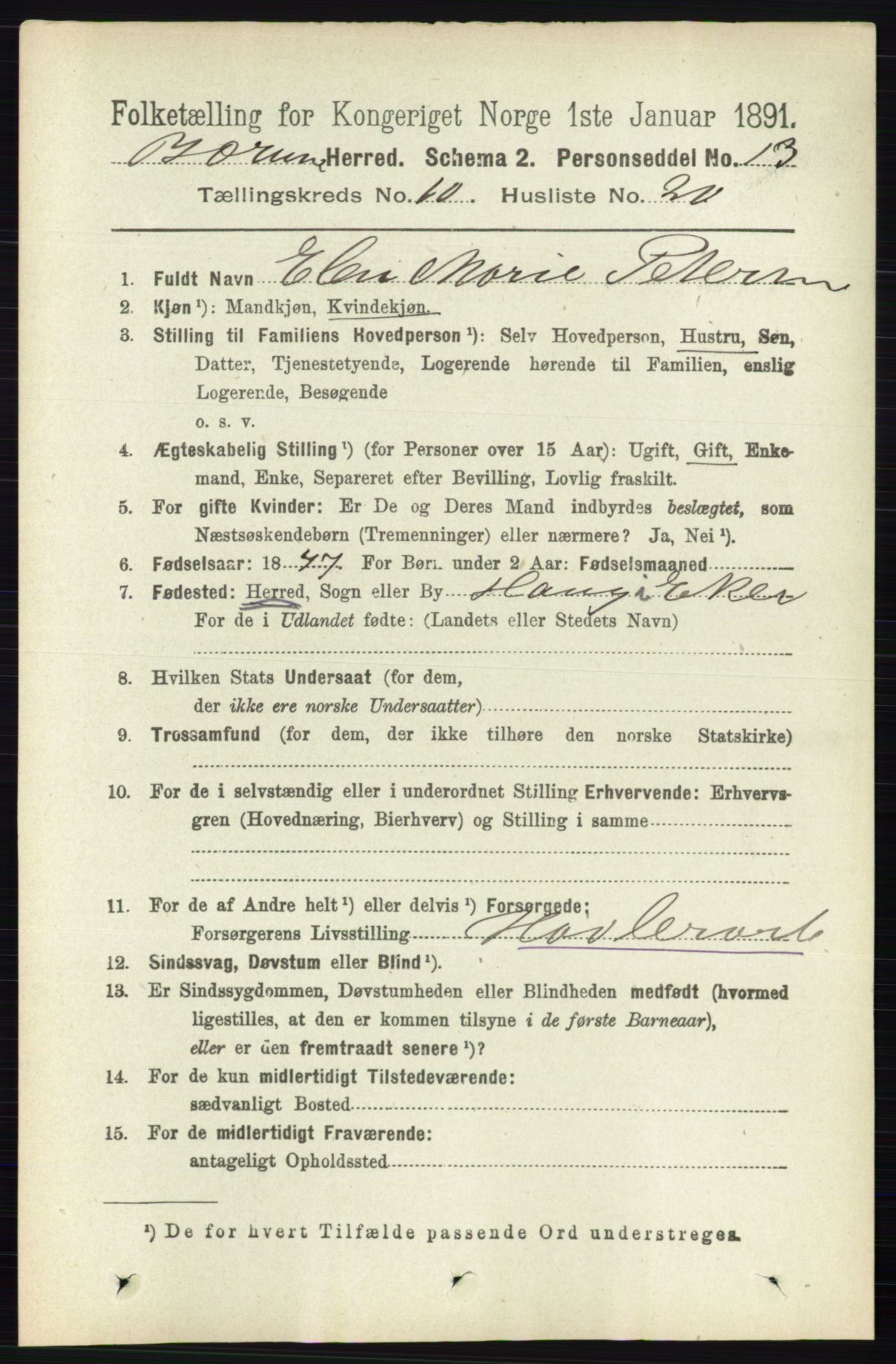 RA, 1891 census for 0219 Bærum, 1891, p. 6717