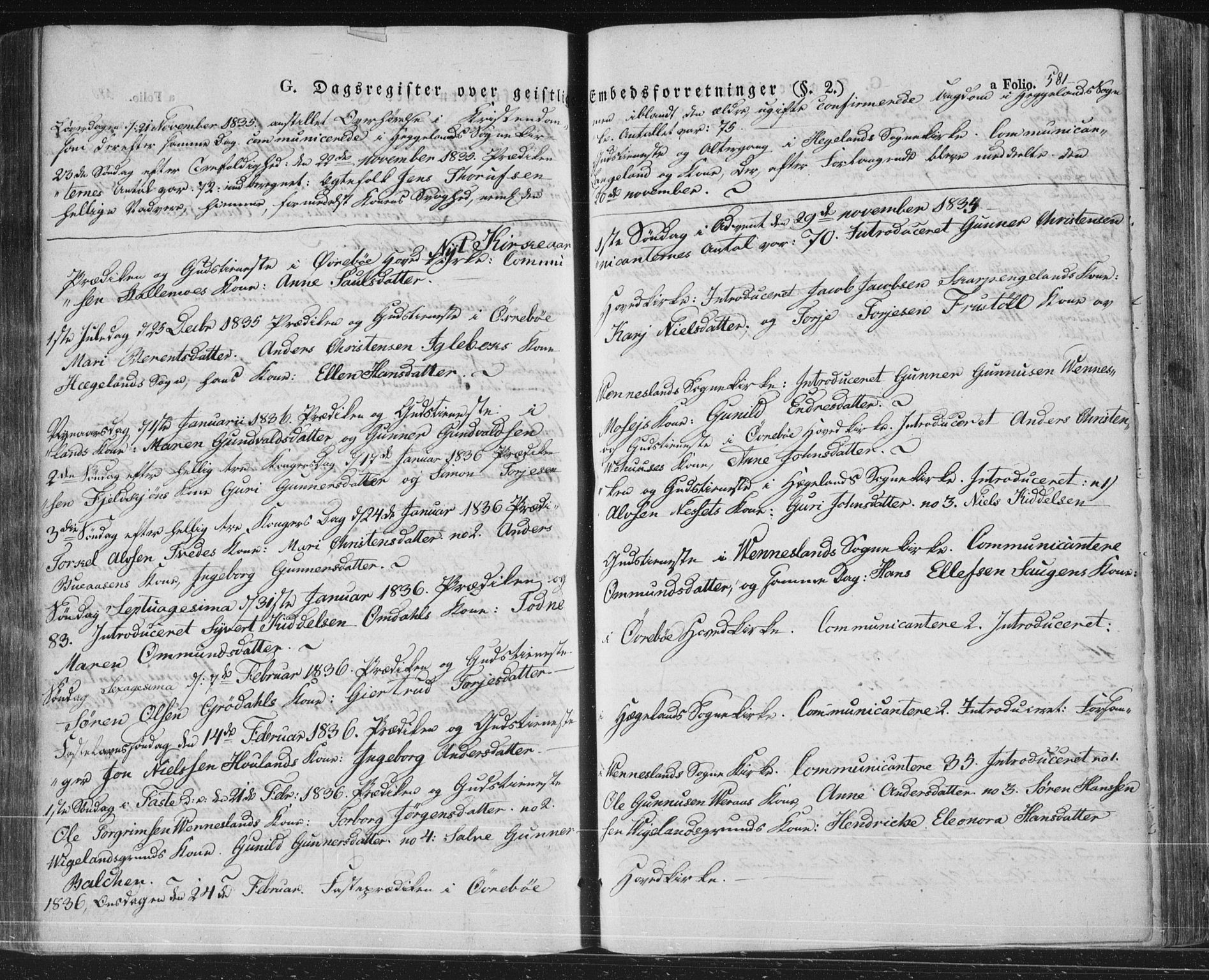 Vennesla sokneprestkontor, AV/SAK-1111-0045/Fa/Fac/L0004: Parish register (official) no. A 4, 1834-1855, p. 581