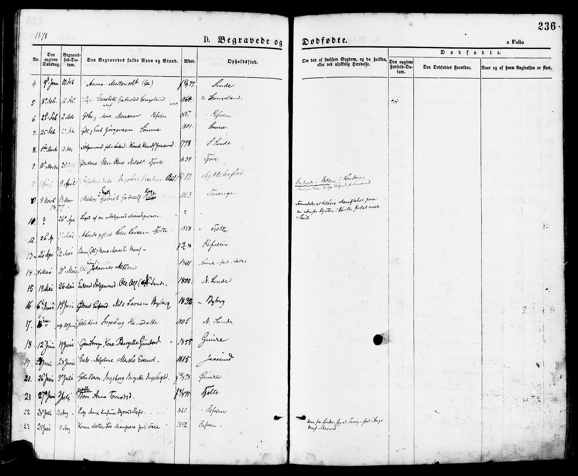 Håland sokneprestkontor, AV/SAST-A-101802/001/30BA/L0009: Parish register (official) no. A 8, 1871-1882, p. 236