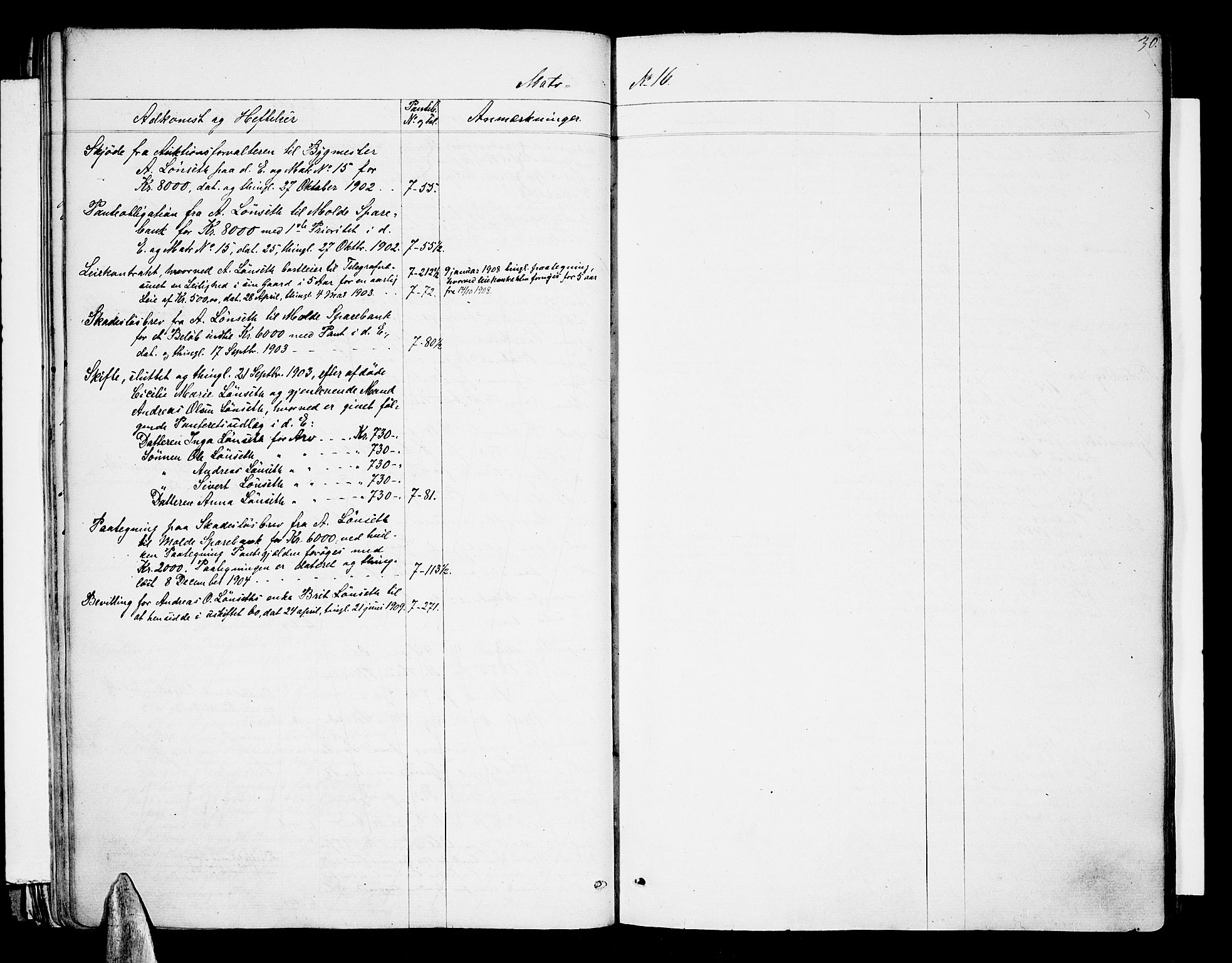 Molde byfogd, SAT/A-0025/2/2A/L0005: Mortgage register no. 5, 1823-1835, p. 30