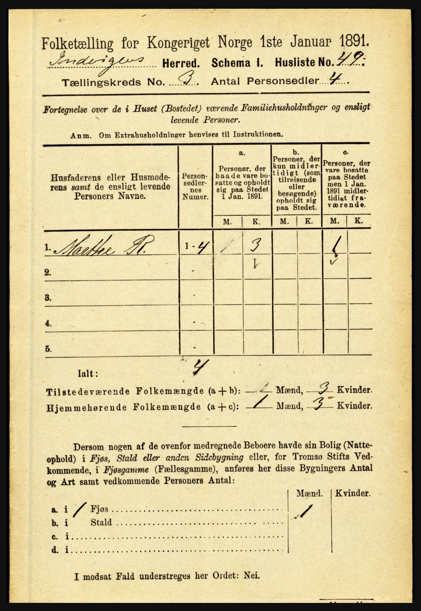 RA, 1891 census for 1447 Innvik, 1891, p. 1023