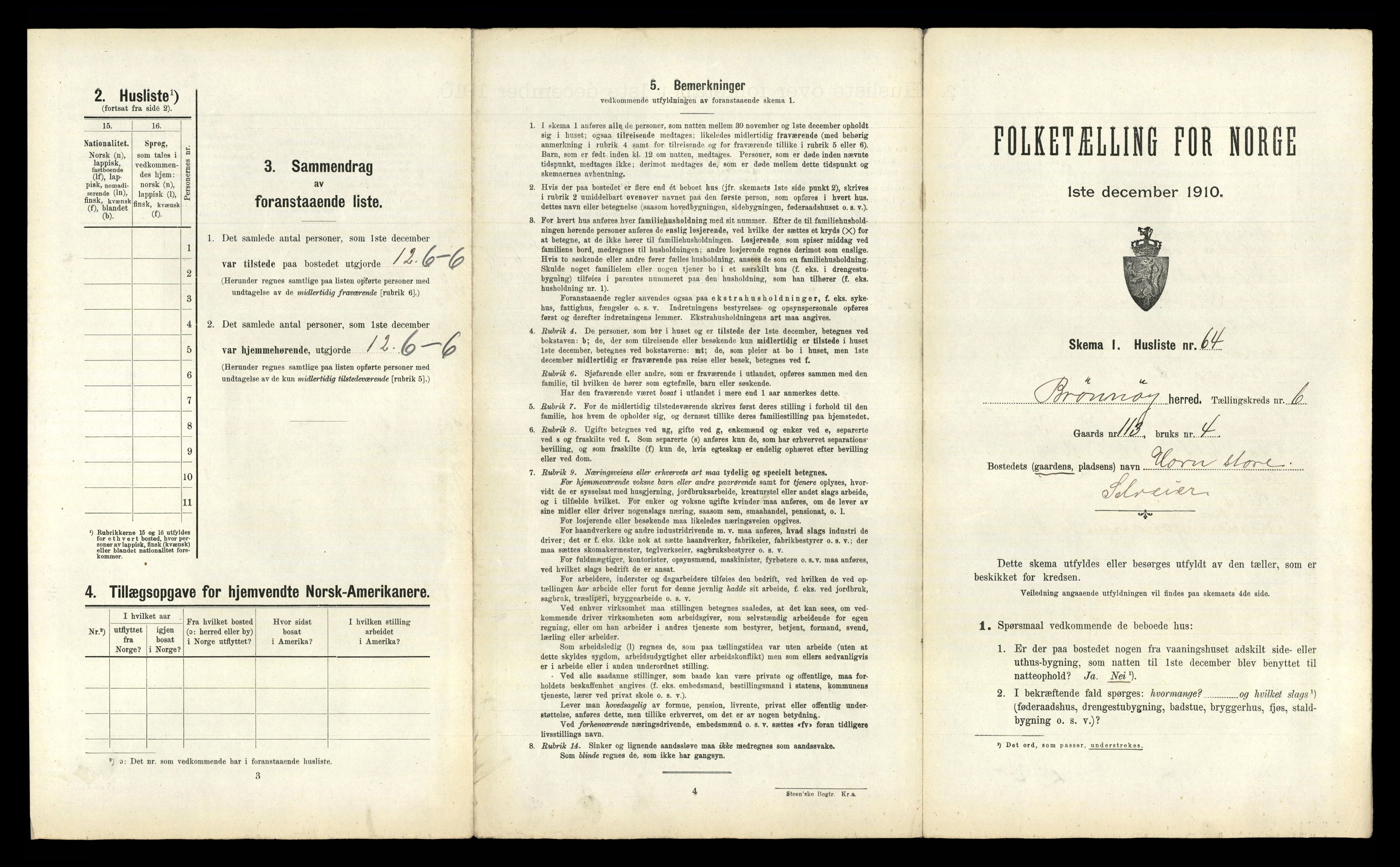 RA, 1910 census for Brønnøy, 1910, p. 601