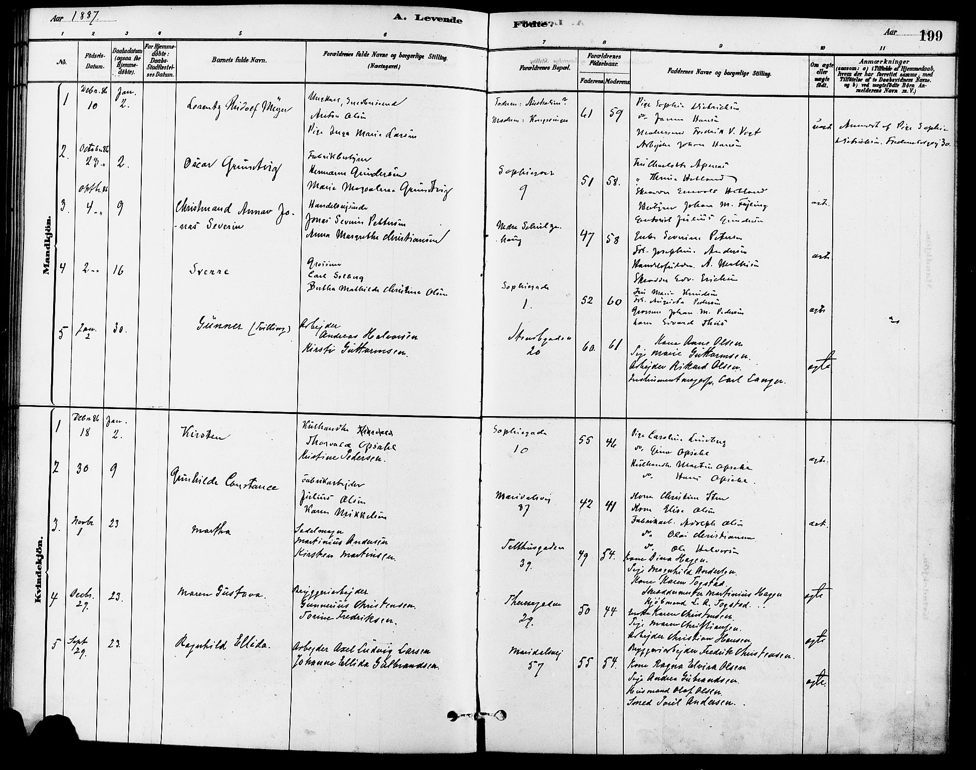 Gamle Aker prestekontor Kirkebøker, SAO/A-10617a/F/L0006: Parish register (official) no. 6, 1880-1887, p. 199