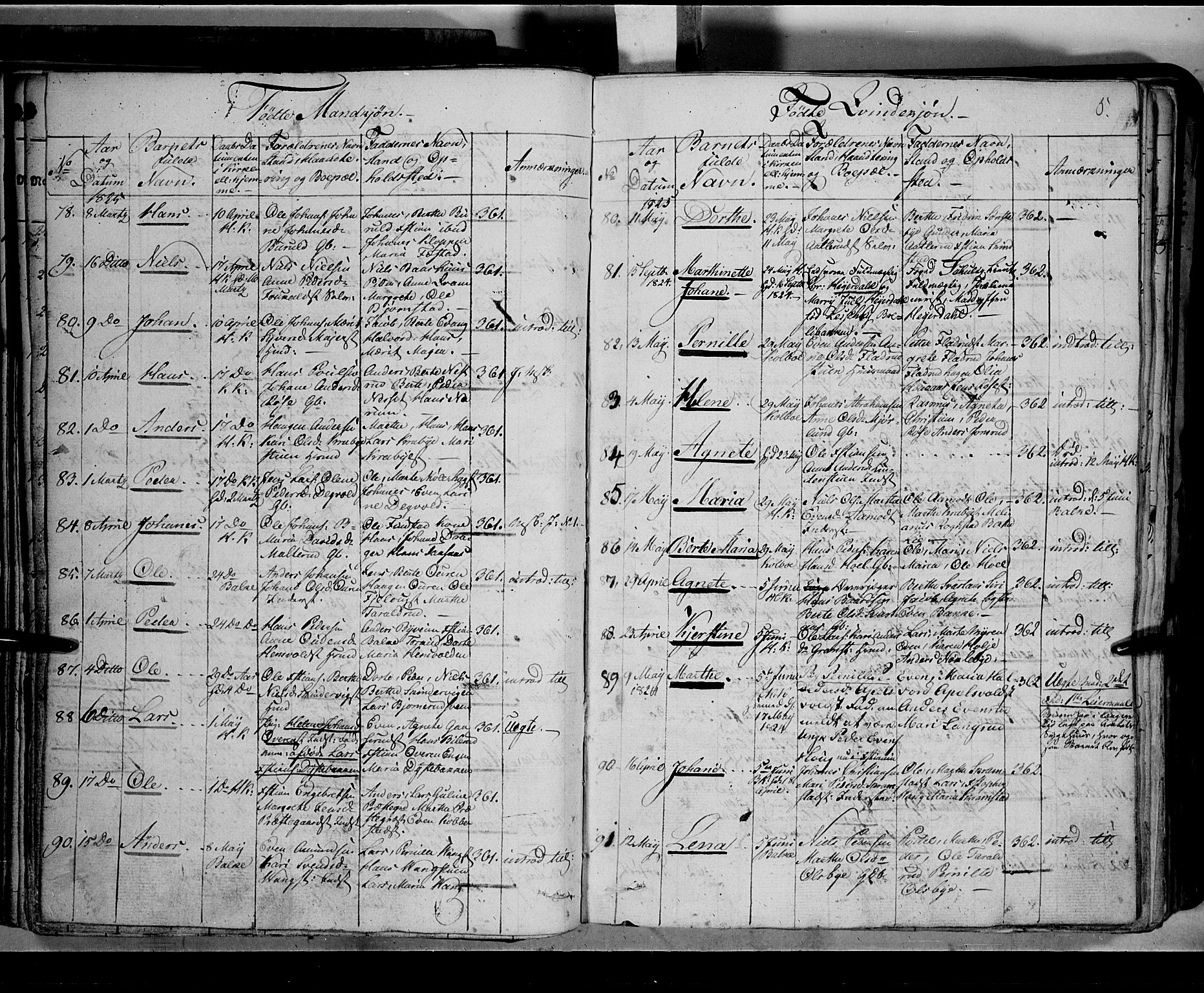 Toten prestekontor, AV/SAH-PREST-102/H/Ha/Hab/L0002: Parish register (copy) no. 2, 1820-1827, p. 91f