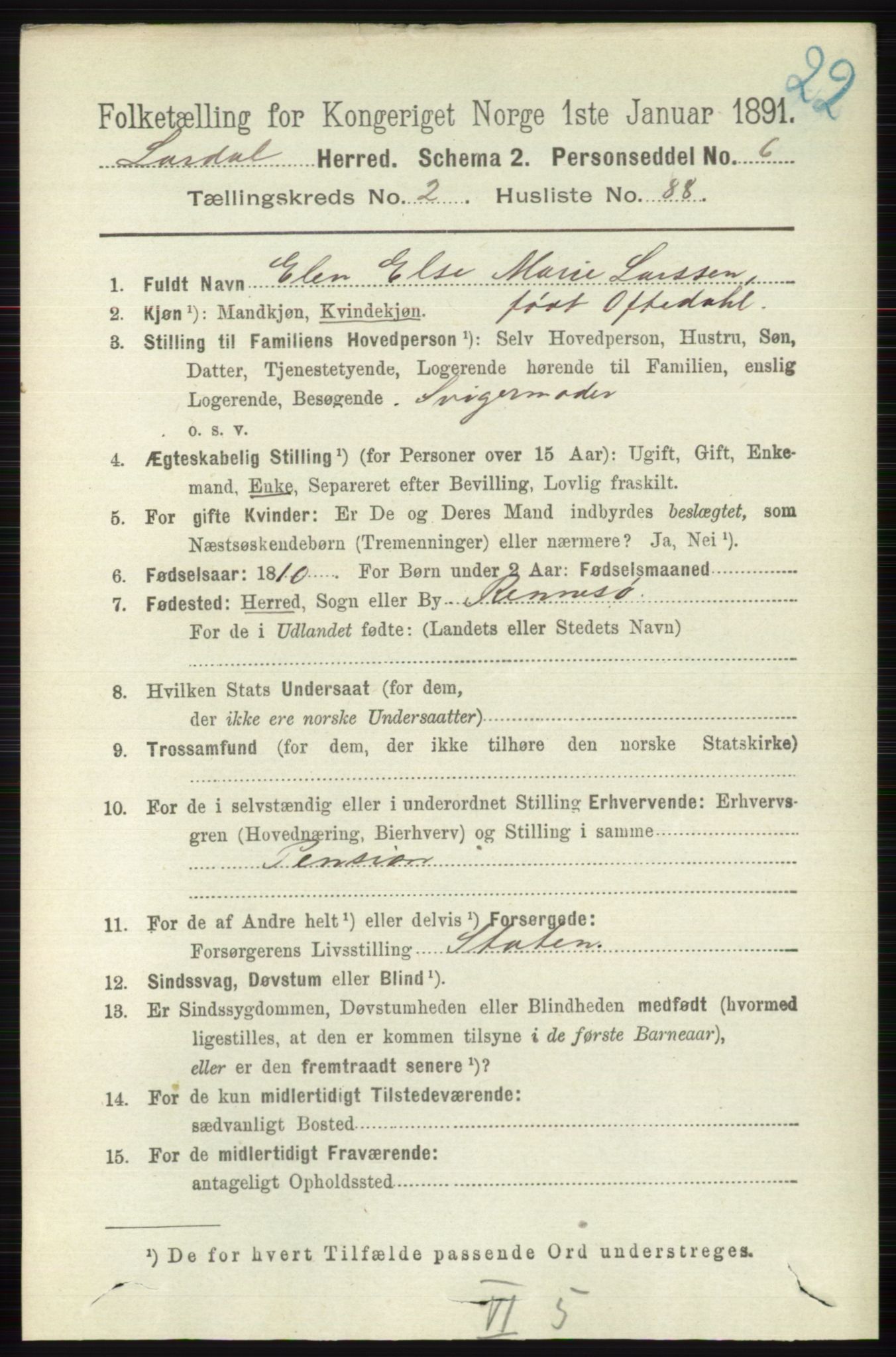 RA, 1891 census for 0728 Lardal, 1891, p. 1217