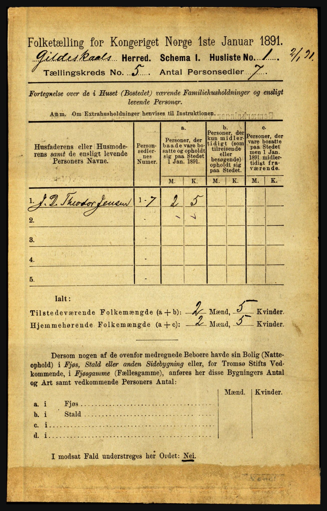 RA, 1891 census for 1838 Gildeskål, 1891, p. 1512