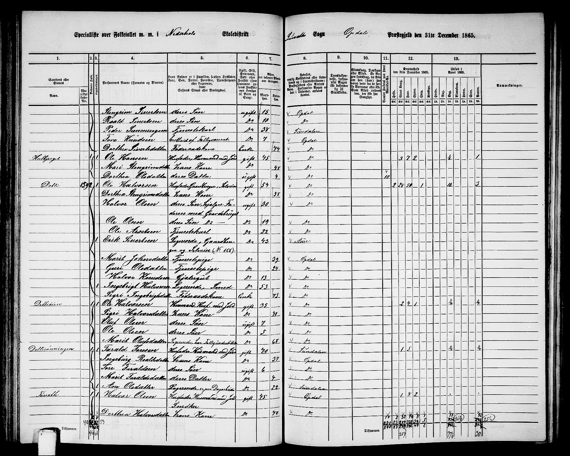 RA, 1865 census for Oppdal, 1865, p. 88