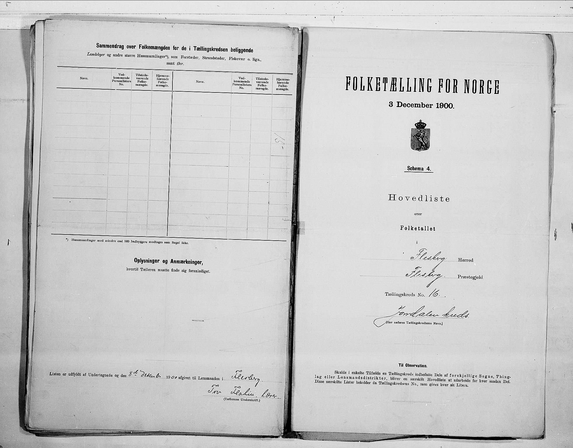 RA, 1900 census for Flesberg, 1900, p. 38
