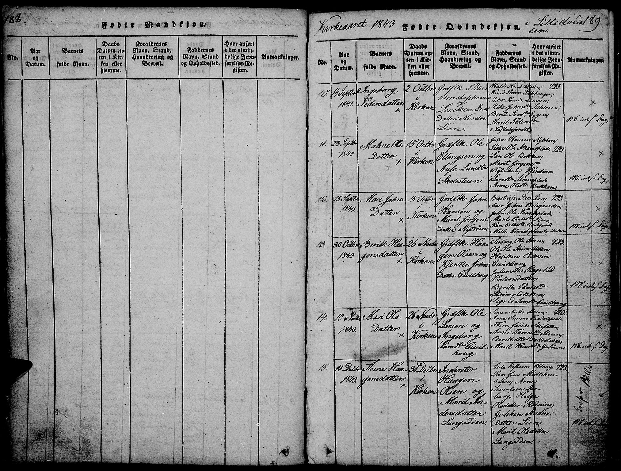 Tynset prestekontor, SAH/PREST-058/H/Ha/Hab/L0002: Parish register (copy) no. 2, 1814-1862, p. 188-189
