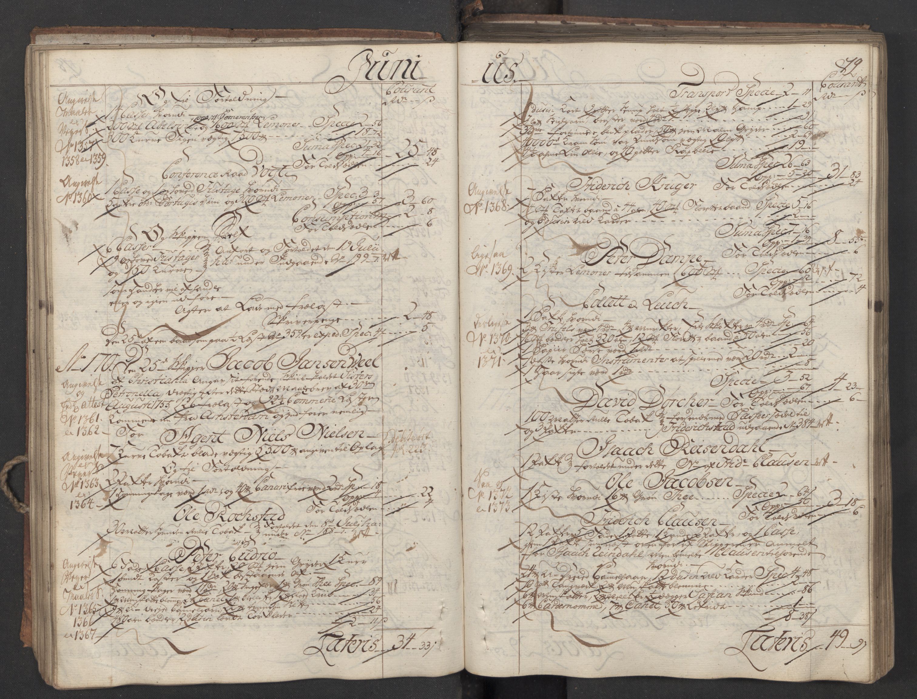 Generaltollkammeret, tollregnskaper, AV/RA-EA-5490/R06/L0037/0001: Tollregnskaper Kristiania / Inngående hovedtollbok, 1756, p. 78b-79a
