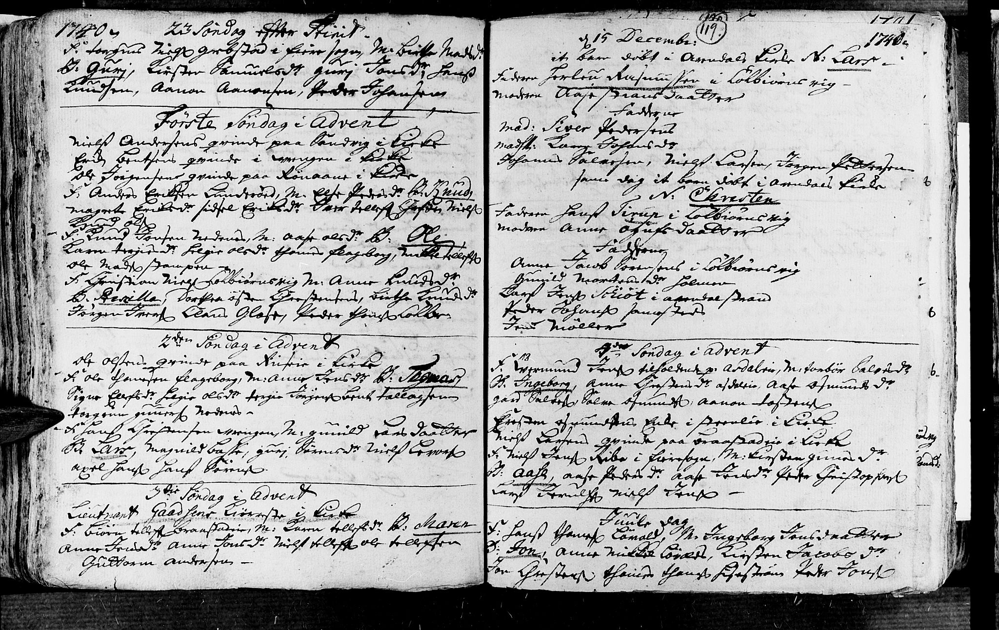 Øyestad sokneprestkontor, SAK/1111-0049/F/Fa/L0004: Parish register (official) no. A 4, 1730-1750, p. 119