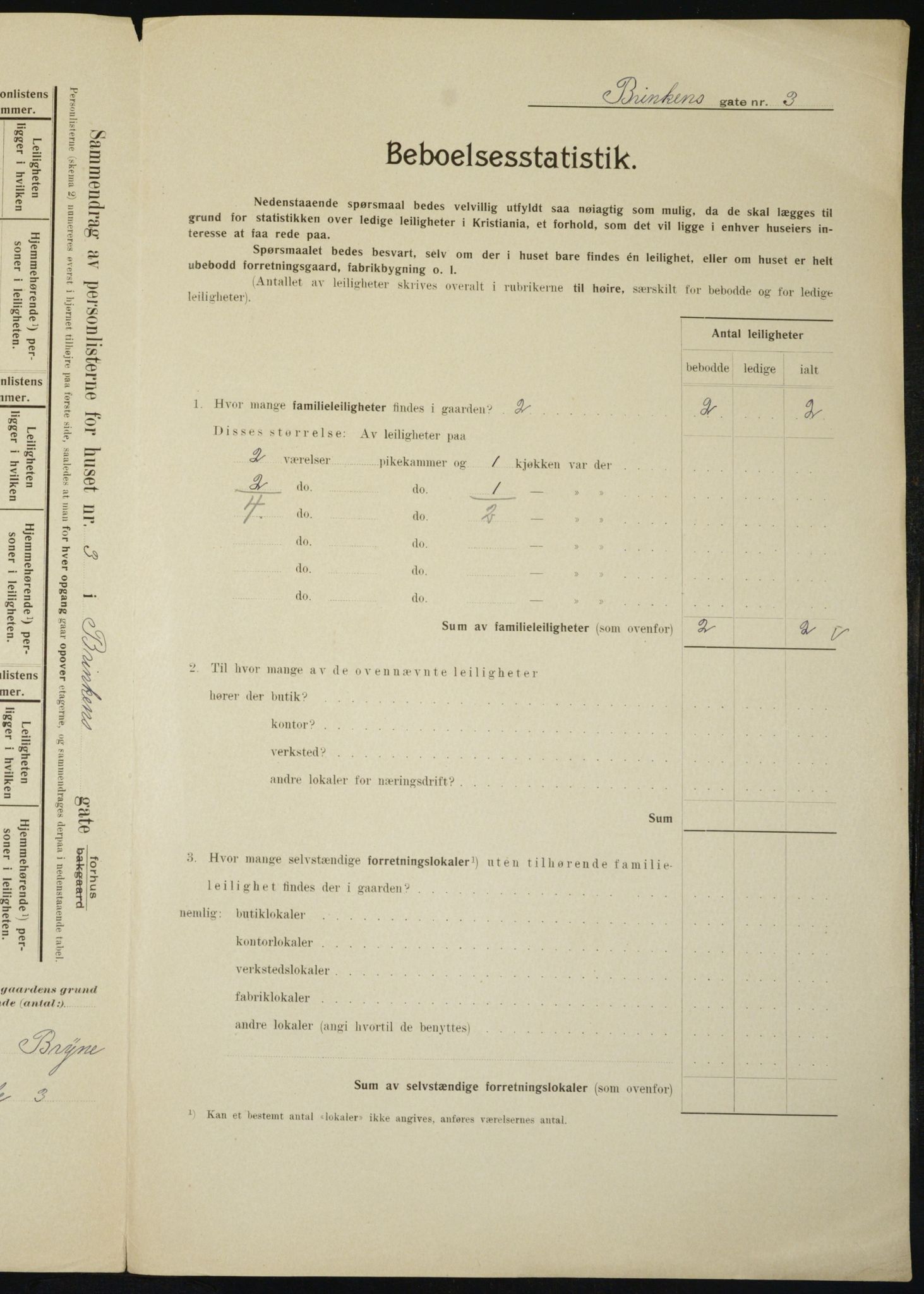 OBA, Municipal Census 1910 for Kristiania, 1910, p. 8454