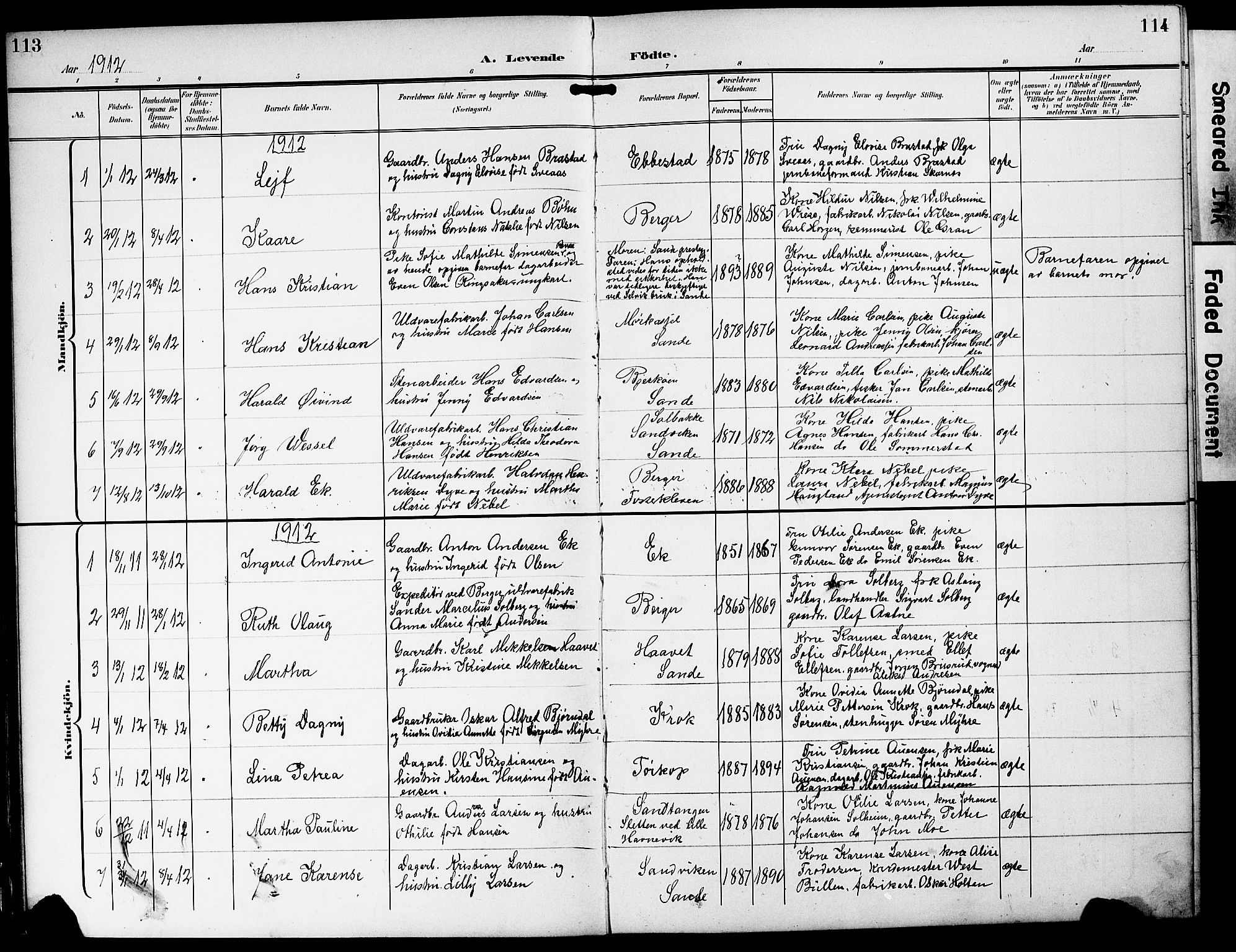 Strømm kirkebøker, AV/SAKO-A-322/G/Ga/L0004: Parish register (copy) no. I 4, 1897-1927, p. 113-114