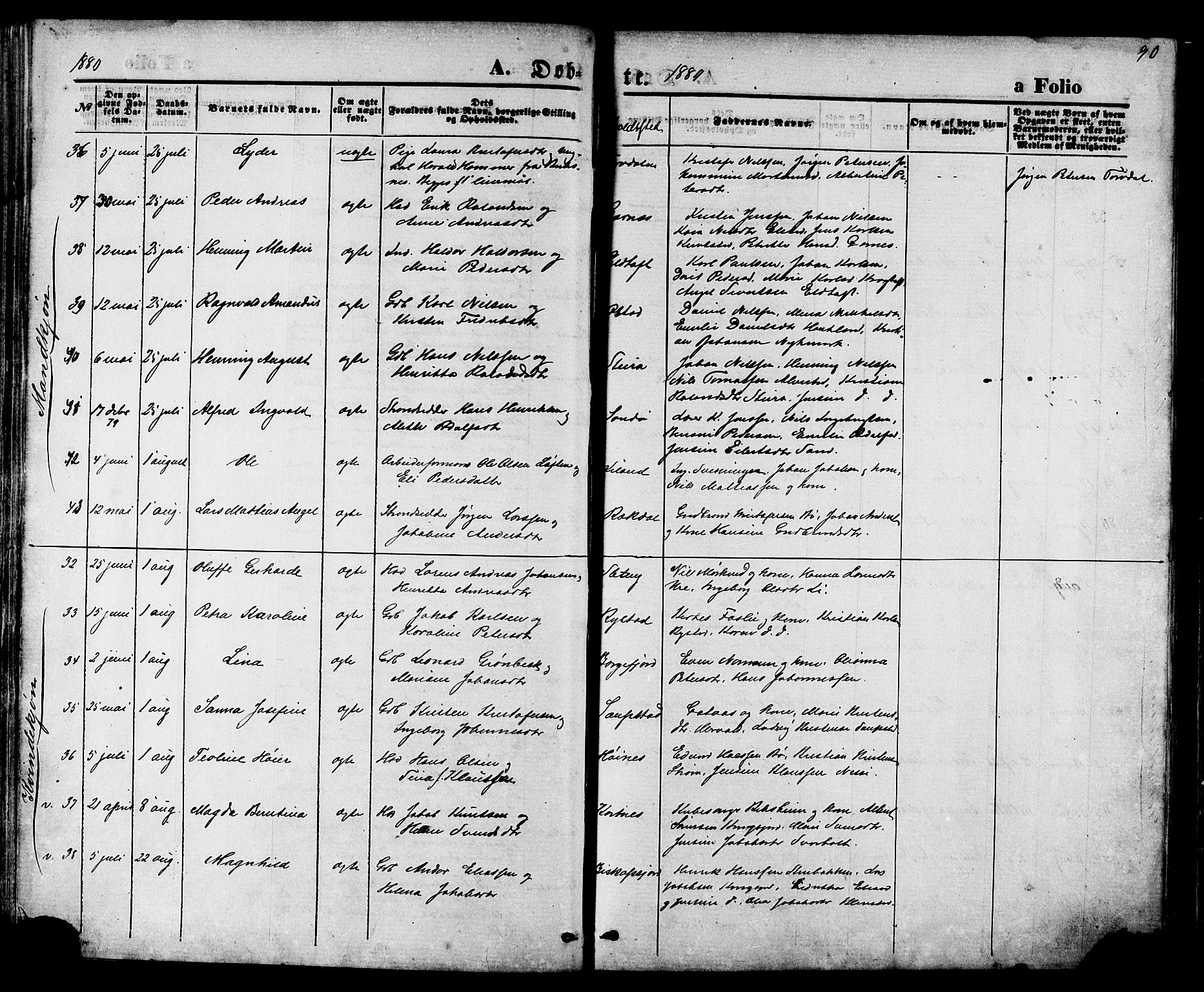 Ministerialprotokoller, klokkerbøker og fødselsregistre - Nordland, AV/SAT-A-1459/880/L1132: Parish register (official) no. 880A06, 1869-1887, p. 90