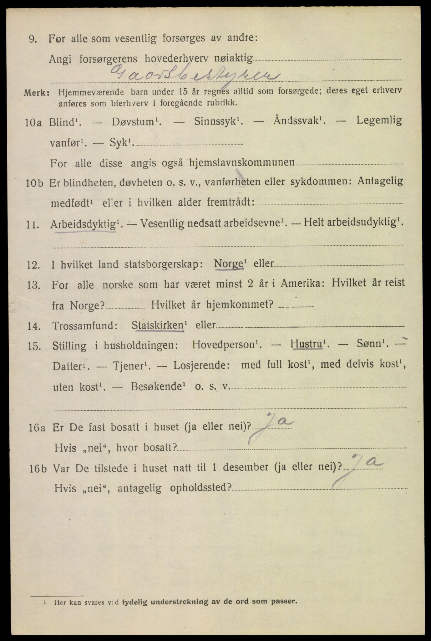 SAH, 1920 census for Gran, 1920, p. 3164