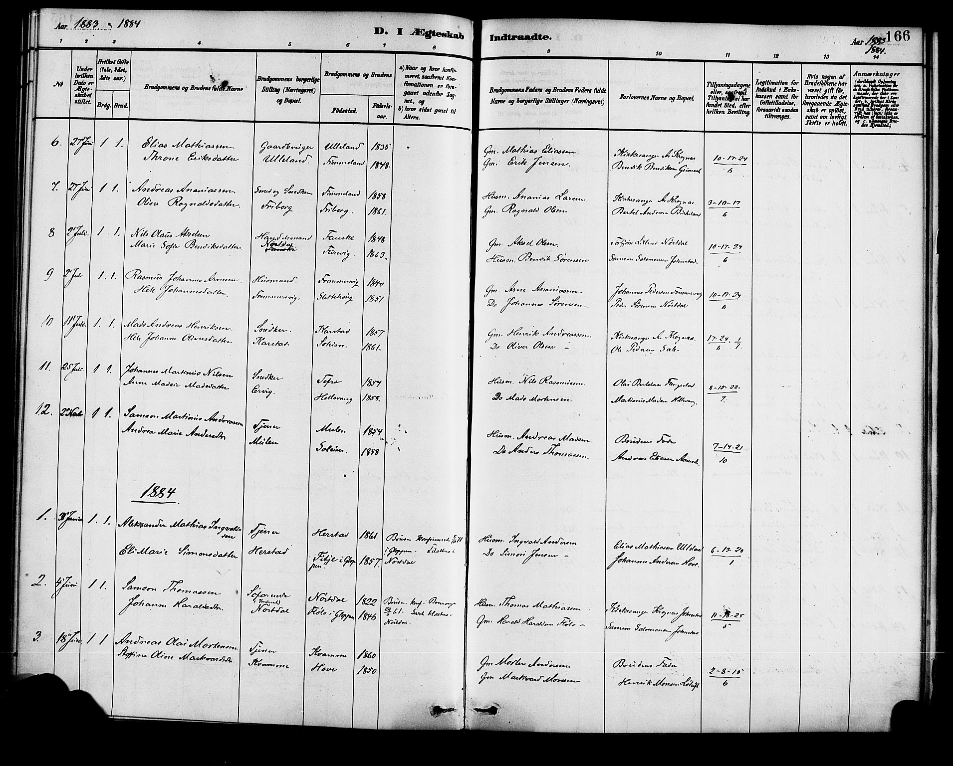Førde sokneprestembete, SAB/A-79901/H/Haa/Haad/L0001: Parish register (official) no. D 1, 1881-1898, p. 166