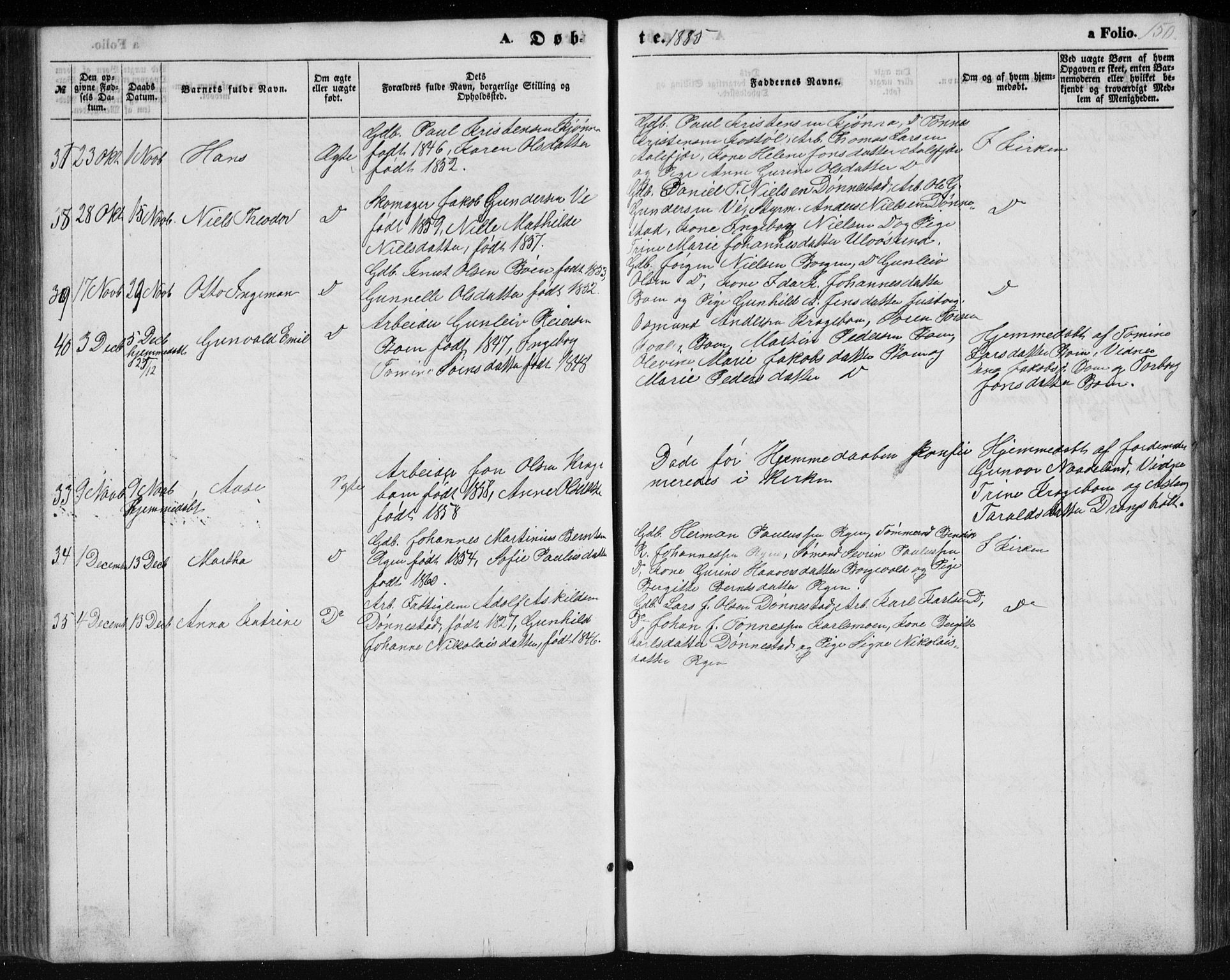 Tveit sokneprestkontor, AV/SAK-1111-0043/F/Fb/L0003: Parish register (copy) no. B 3, 1854-1886, p. 150