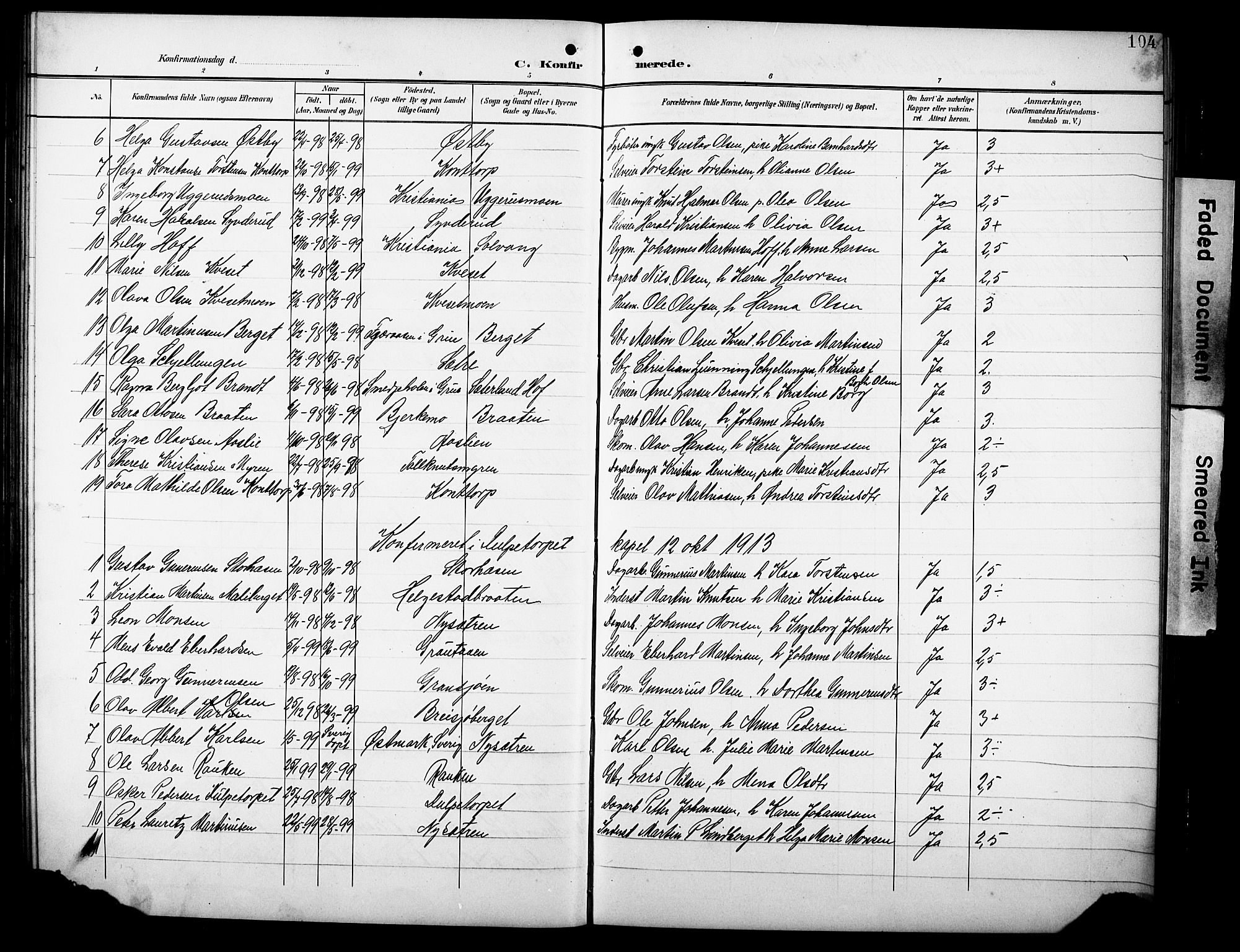 Hof prestekontor, AV/SAH-PREST-038/H/Ha/Hab/L0005: Parish register (copy) no. 5, 1899-1916, p. 104