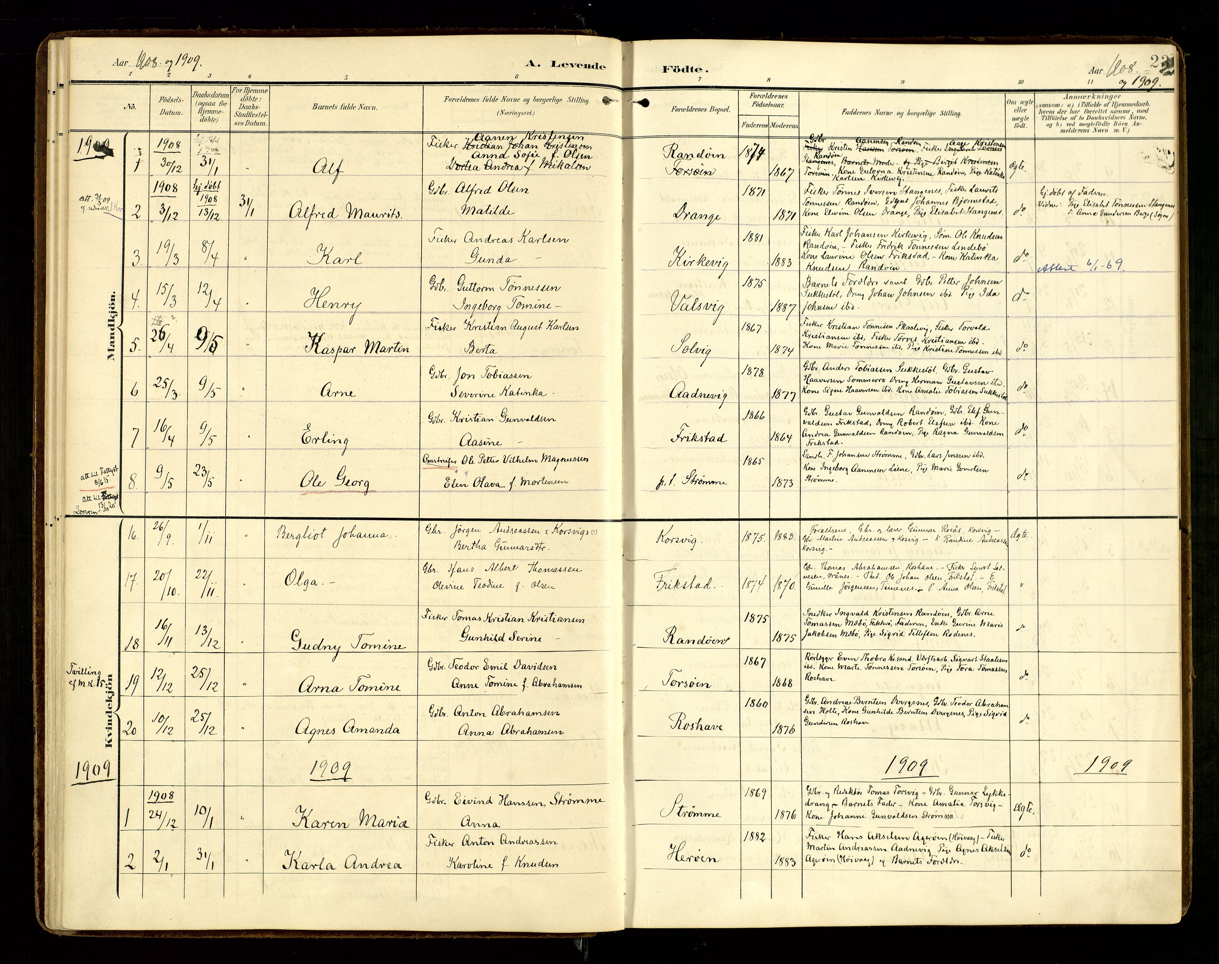 Oddernes sokneprestkontor, AV/SAK-1111-0033/F/Fa/Fab/L0003: Parish register (official) no. A 3, 1903-1916, p. 23