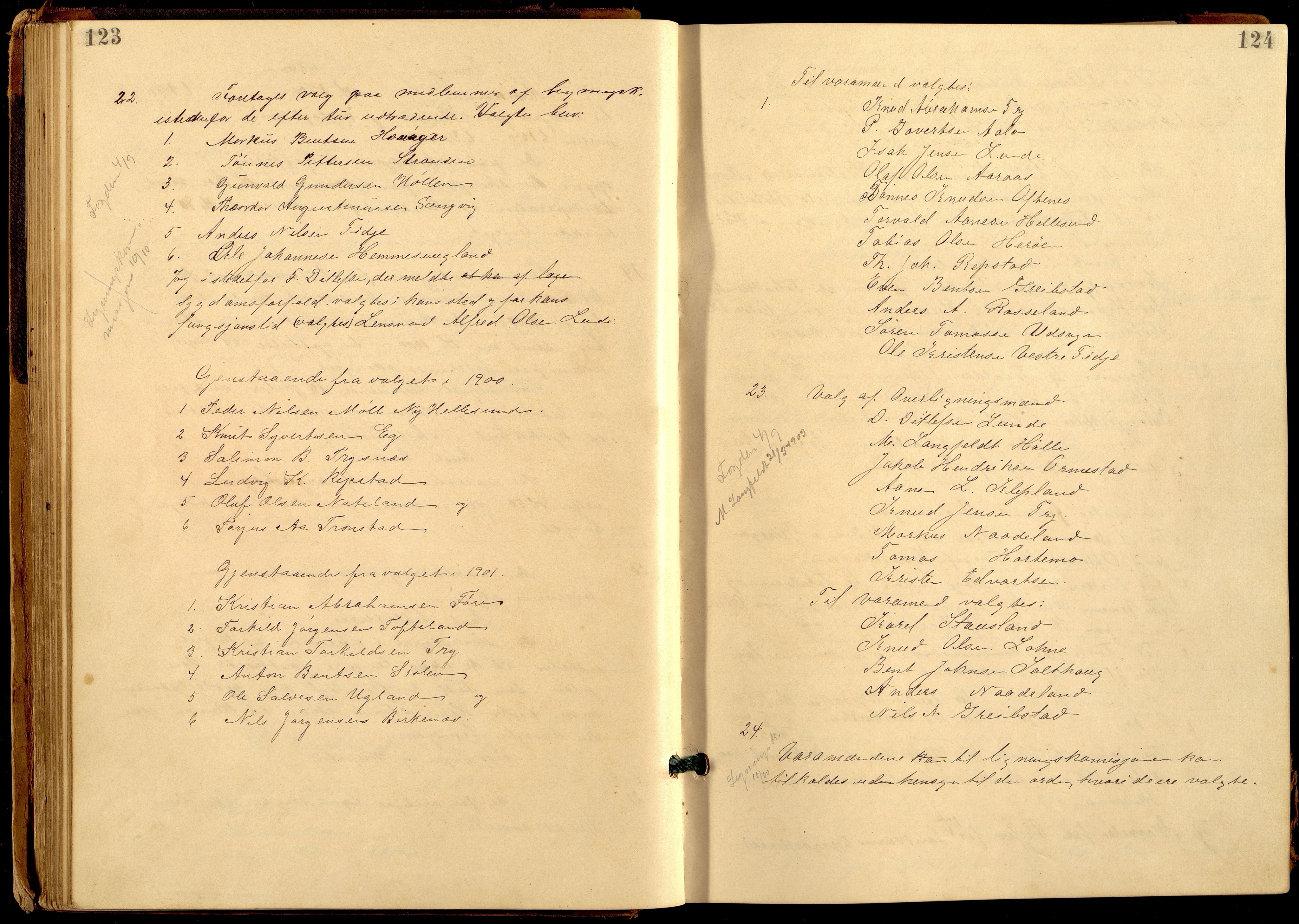 Søgne og Greipstad kommune - Formannskapet, ARKSOR/1018SG120/A/L0006: Møtebok (d), 1901-1909, p. 123-124