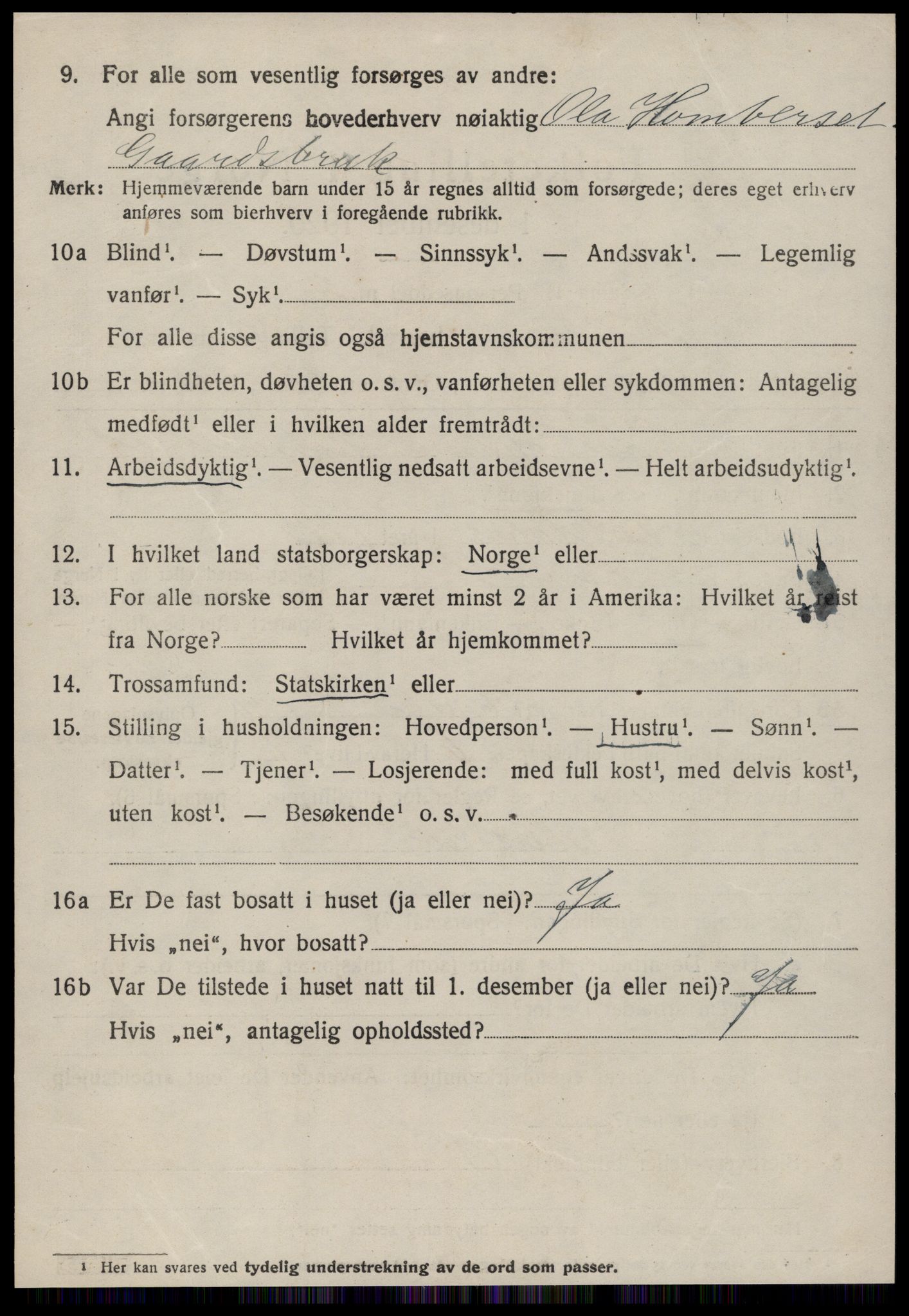 SAT, 1920 census for Volda, 1920, p. 7923