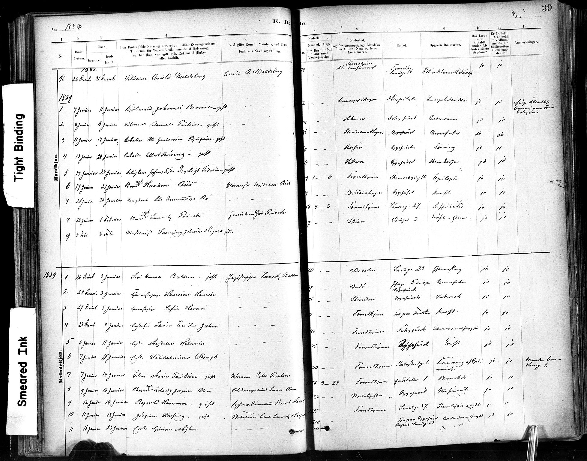 Ministerialprotokoller, klokkerbøker og fødselsregistre - Sør-Trøndelag, SAT/A-1456/602/L0120: Parish register (official) no. 602A18, 1880-1913, p. 39