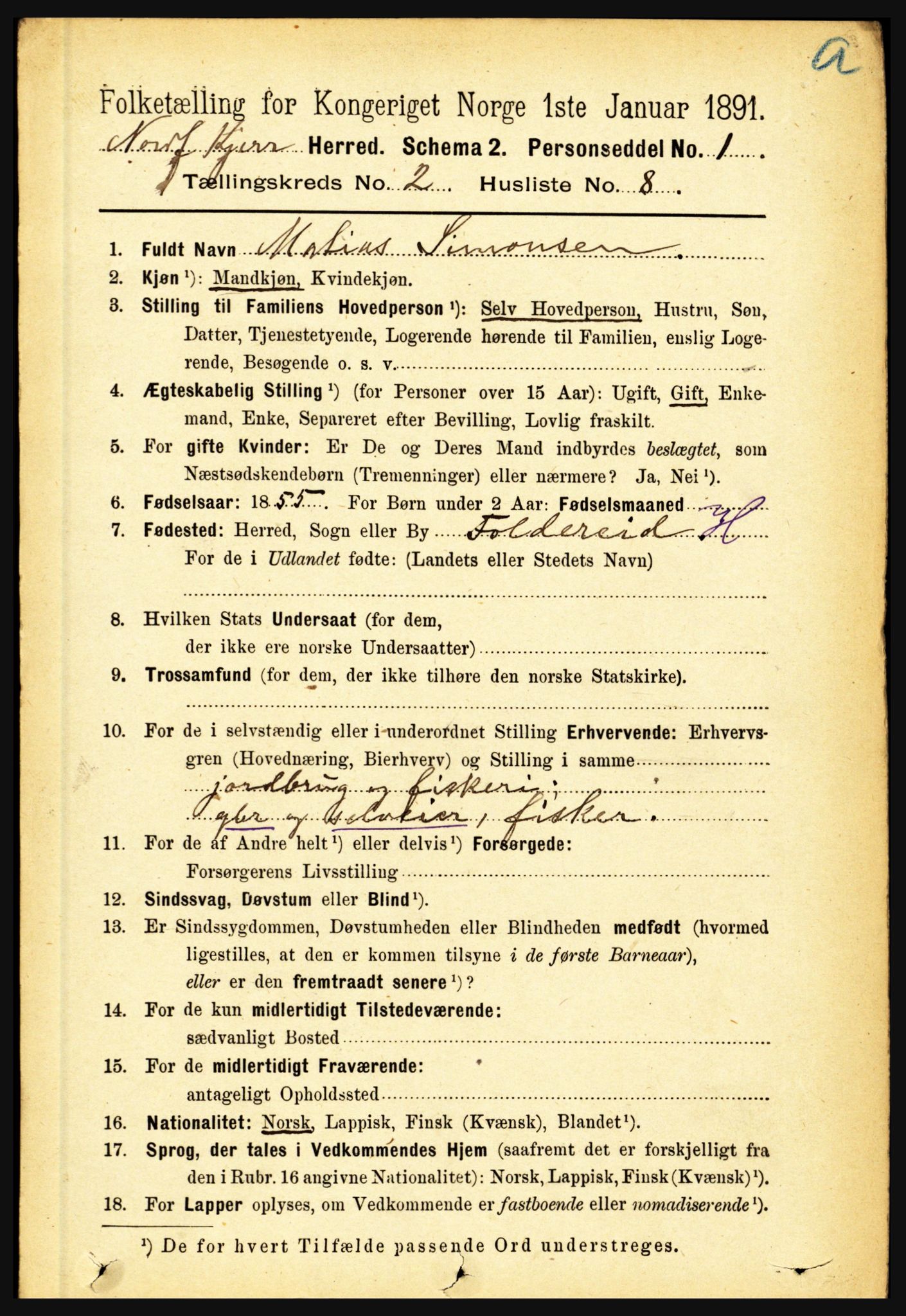 RA, 1891 census for 1846 Nordfold-Kjerringøy, 1891, p. 479