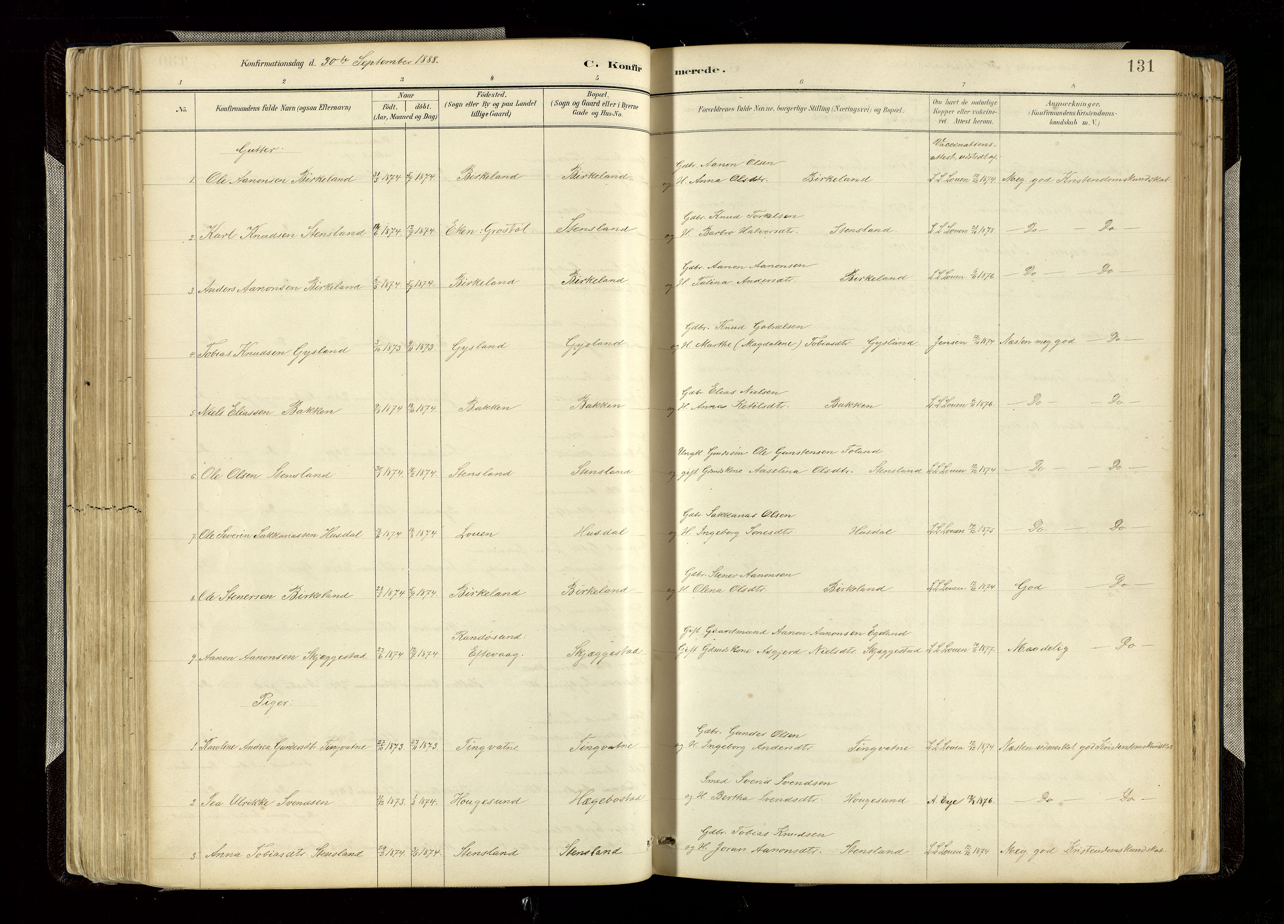 Hægebostad sokneprestkontor, AV/SAK-1111-0024/F/Fa/Faa/L0006: Parish register (official) no. A 6, 1887-1929, p. 131