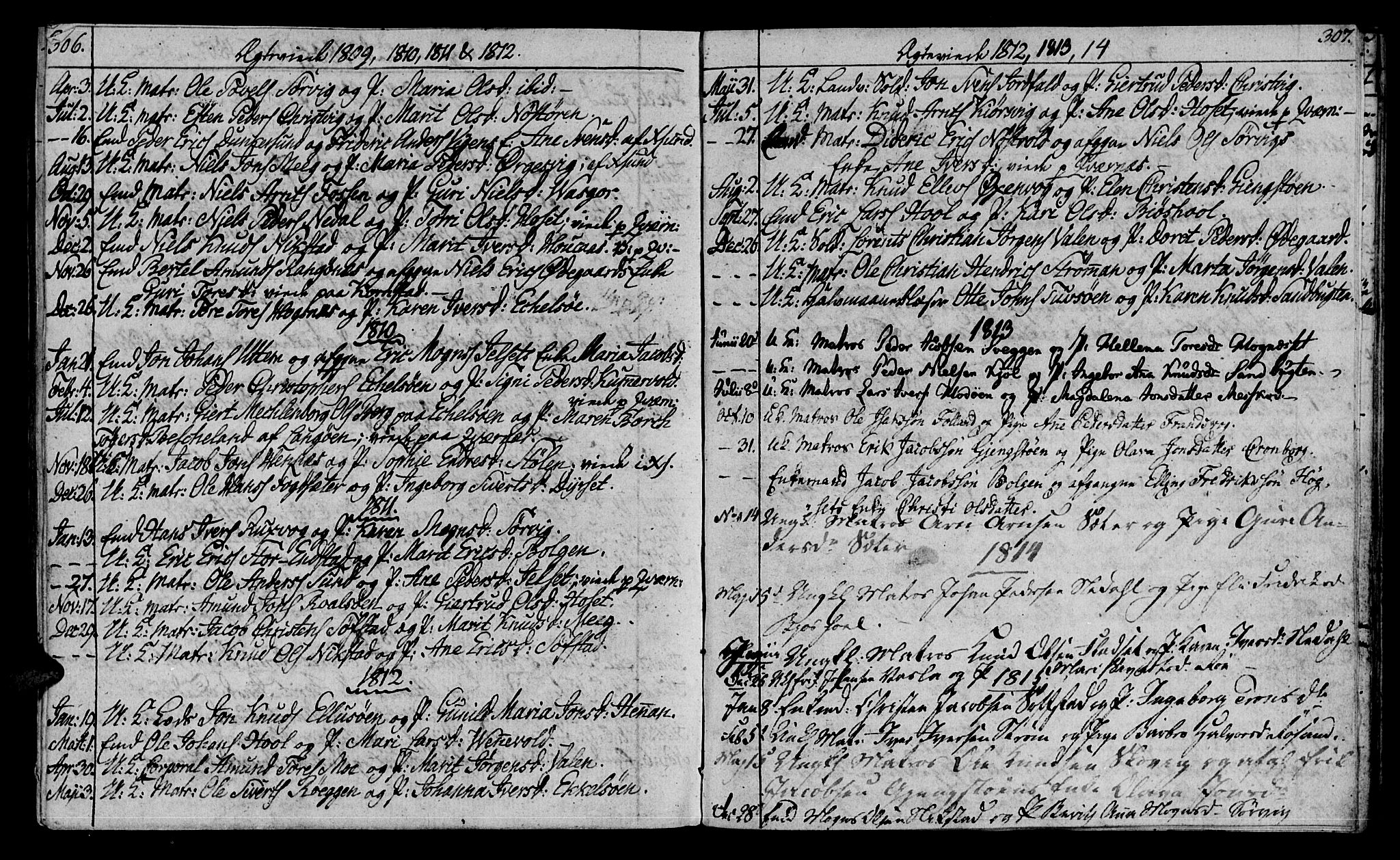 Ministerialprotokoller, klokkerbøker og fødselsregistre - Møre og Romsdal, SAT/A-1454/569/L0817: Parish register (official) no. 569A03, 1805-1819, p. 306-307