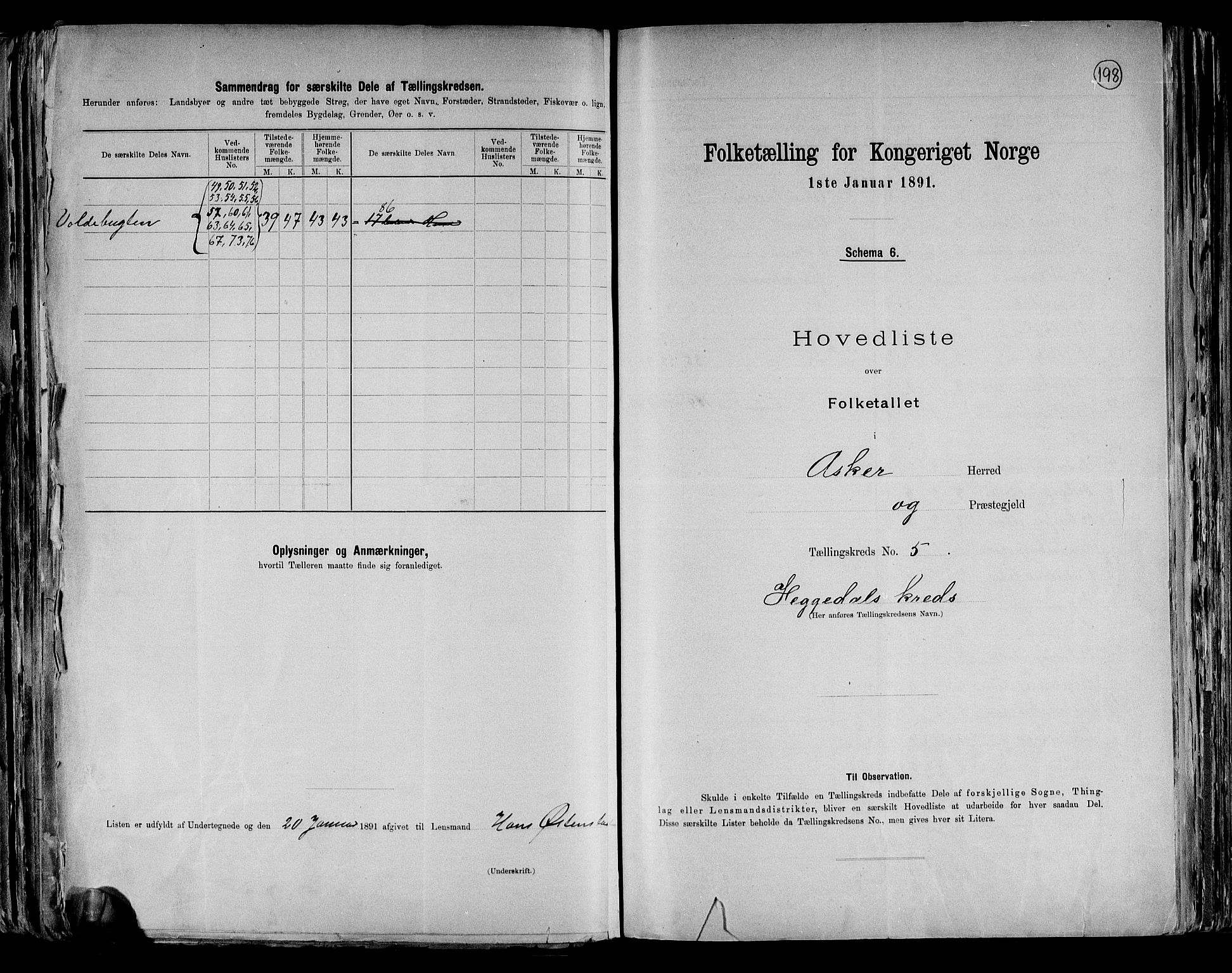 RA, 1891 census for 0220 Asker, 1891, p. 19