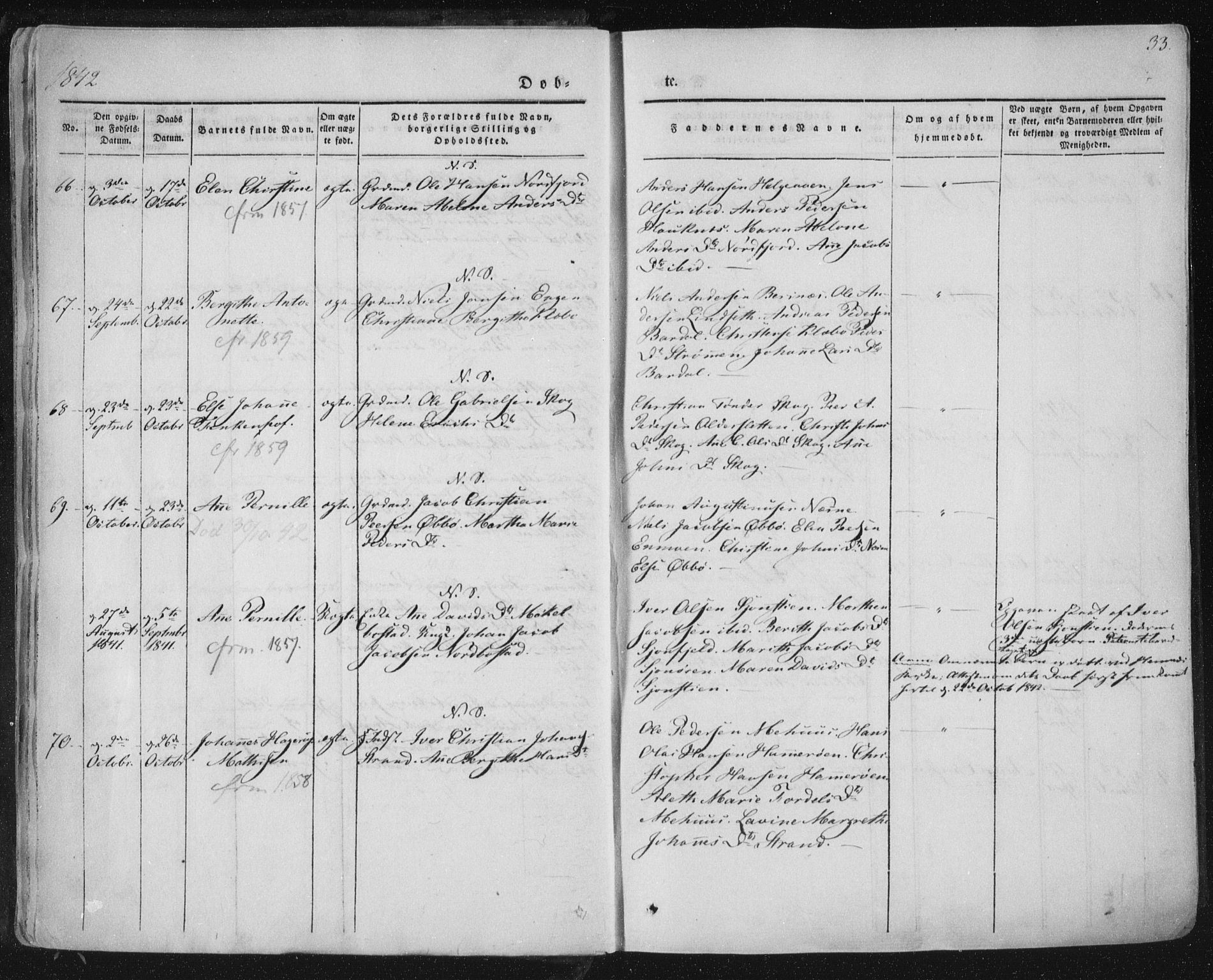 Ministerialprotokoller, klokkerbøker og fødselsregistre - Nordland, AV/SAT-A-1459/838/L0549: Parish register (official) no. 838A07, 1840-1854, p. 33