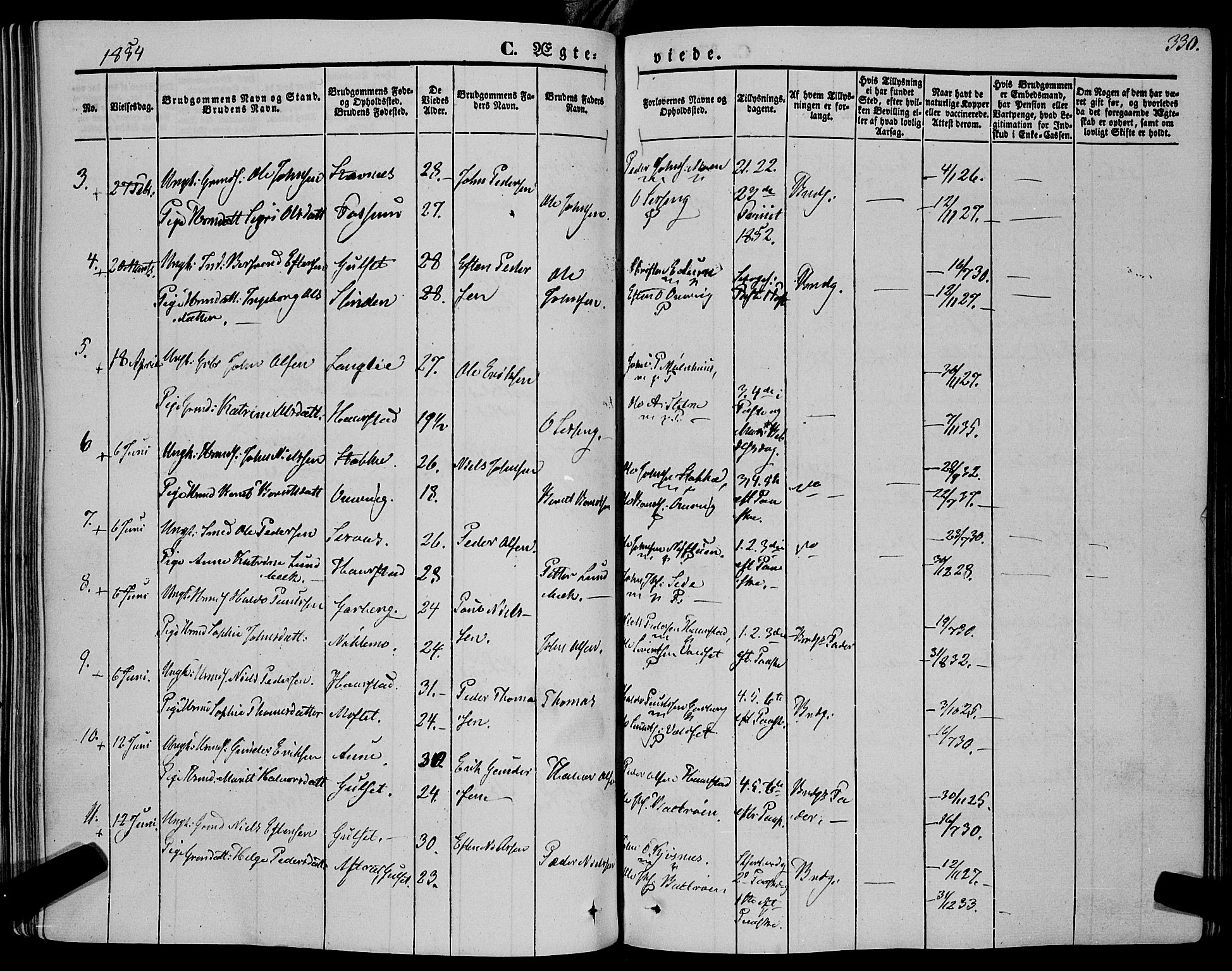 Ministerialprotokoller, klokkerbøker og fødselsregistre - Sør-Trøndelag, SAT/A-1456/695/L1145: Parish register (official) no. 695A06 /1, 1843-1859, p. 330