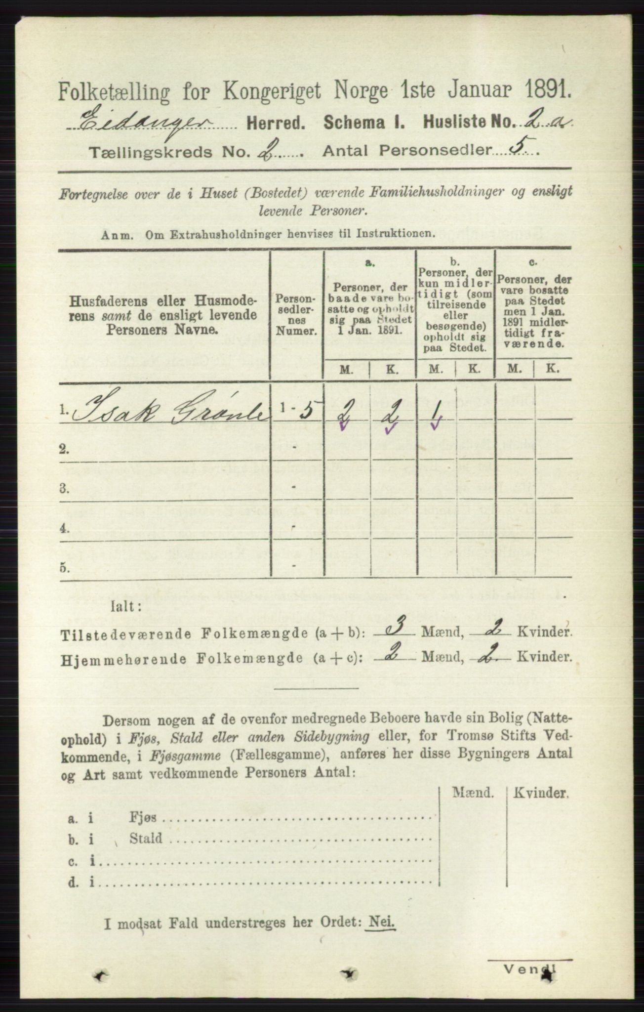 RA, 1891 census for 0813 Eidanger, 1891, p. 770