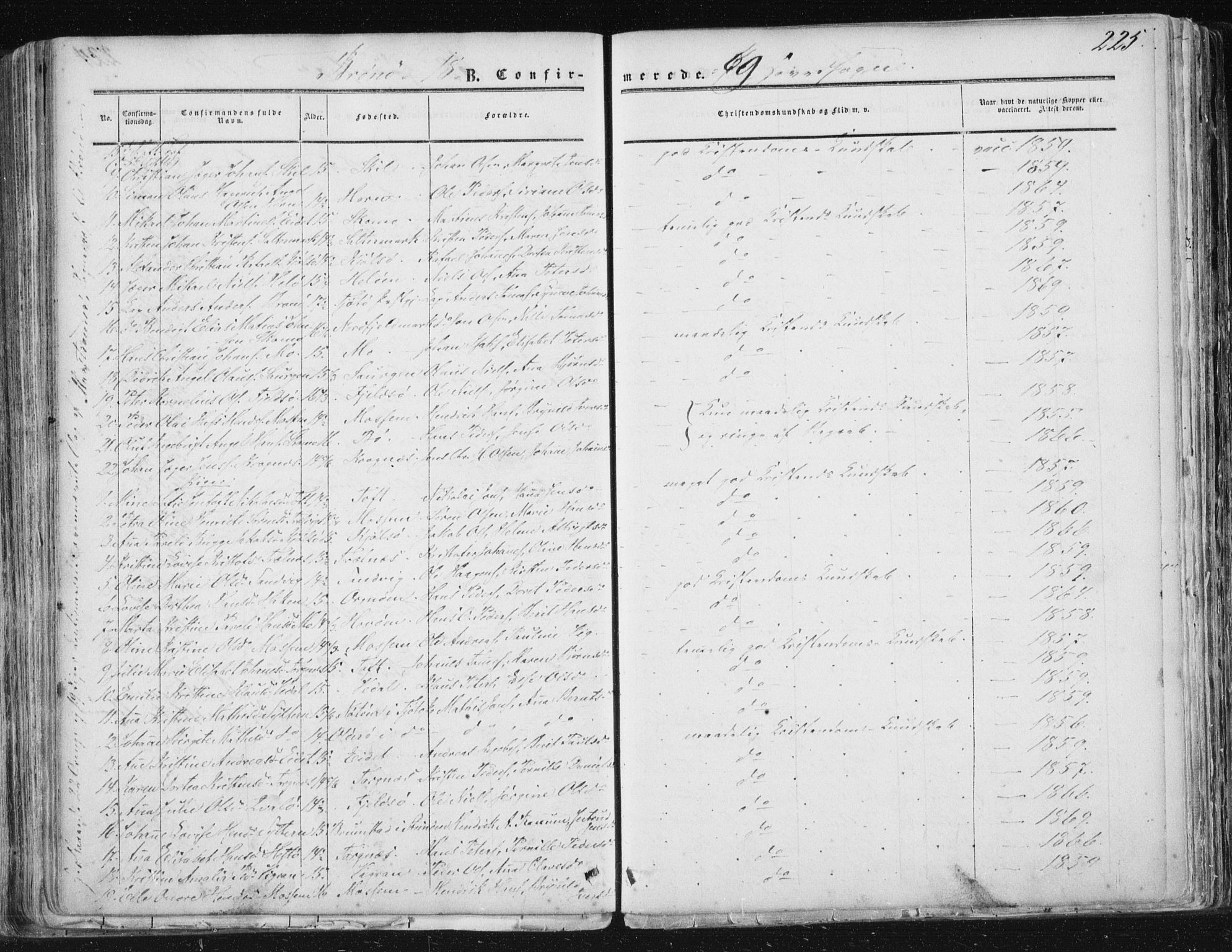 Ministerialprotokoller, klokkerbøker og fødselsregistre - Nordland, SAT/A-1459/813/L0198: Parish register (official) no. 813A08, 1834-1874, p. 225