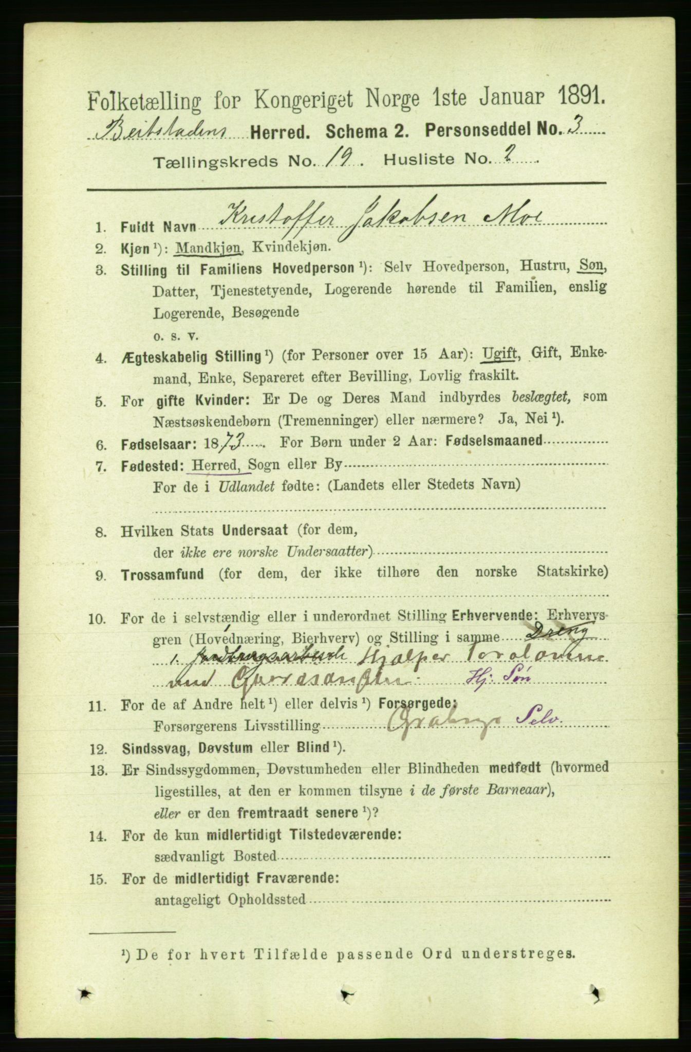 RA, 1891 census for 1727 Beitstad, 1891, p. 4825