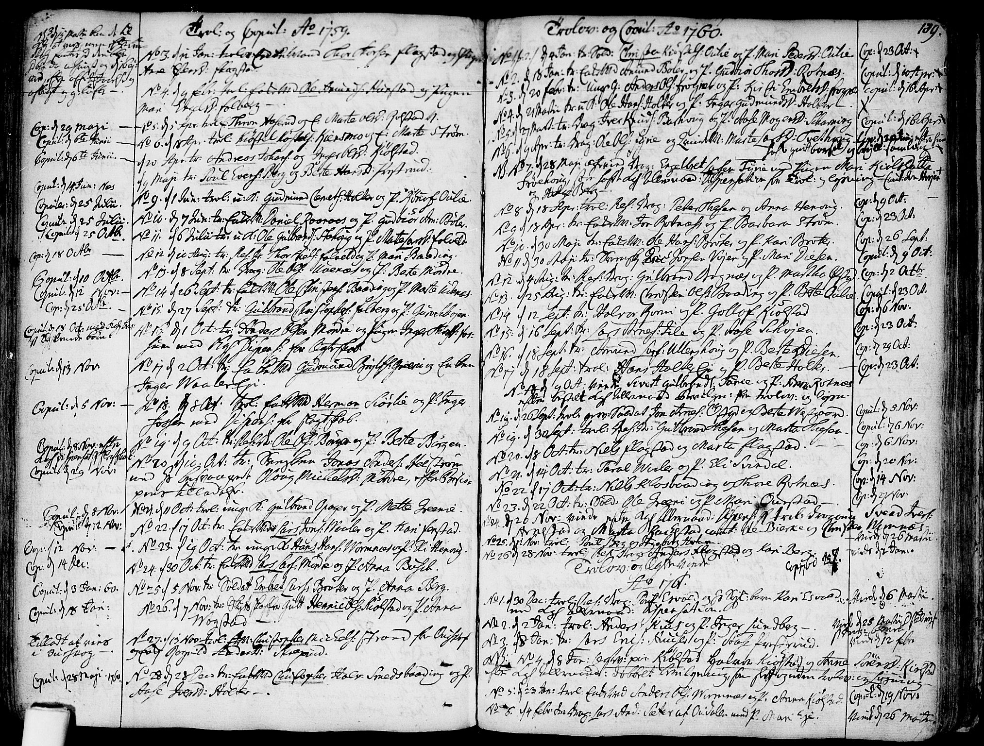 Nes prestekontor Kirkebøker, SAO/A-10410/F/Fa/L0003: Parish register (official) no. I 3, 1734-1781, p. 189
