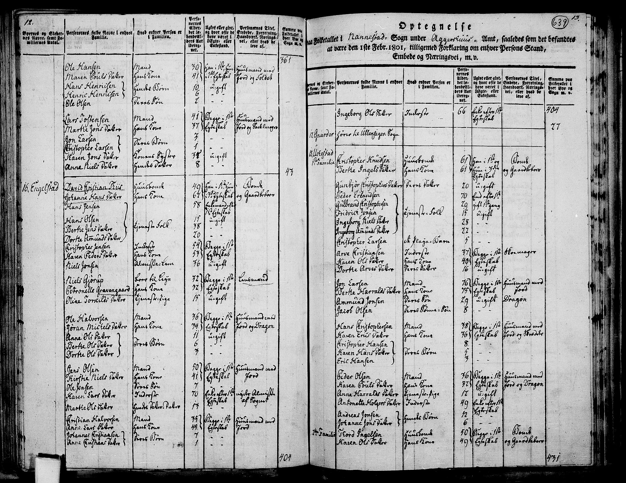 RA, 1801 census for 0238P Nannestad, 1801, p. 638b-639a