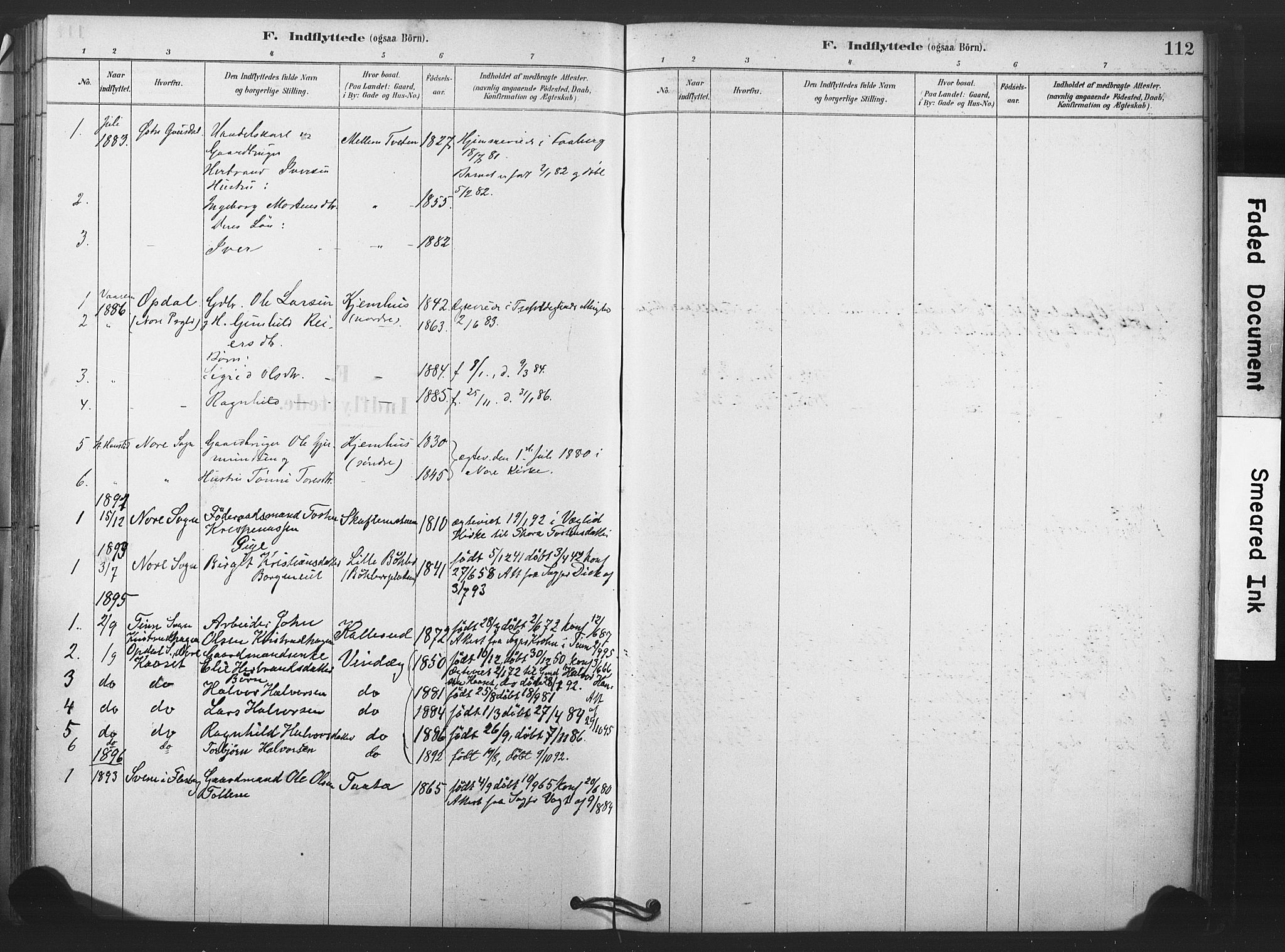 Rollag kirkebøker, SAKO/A-240/F/Fb/L0001: Parish register (official) no. II 1, 1878-1899, p. 112