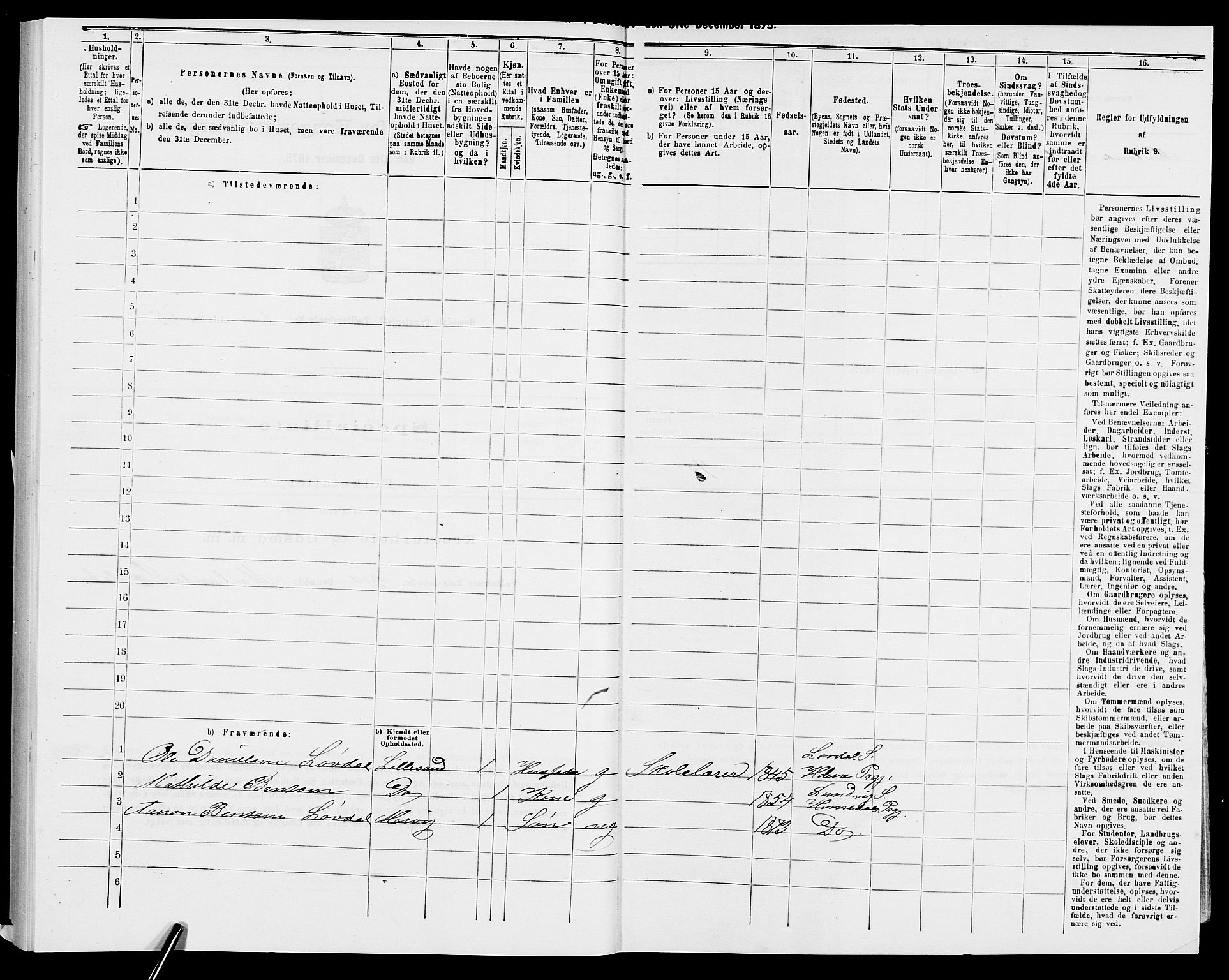 SAK, 1875 census for 0924P Homedal, 1875, p. 526