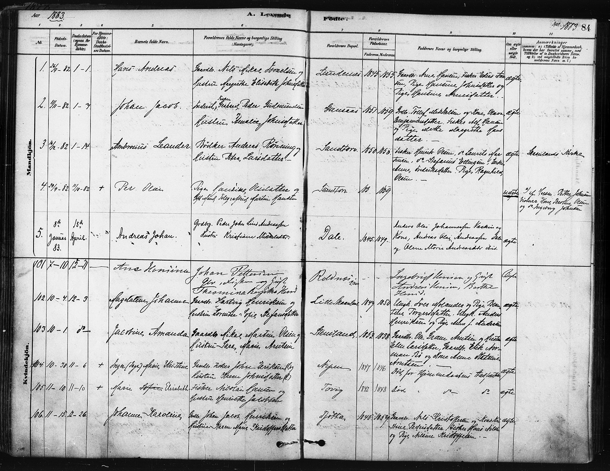 Trondenes sokneprestkontor, SATØ/S-1319/H/Ha/L0014kirke: Parish register (official) no. 14, 1878-1889, p. 84