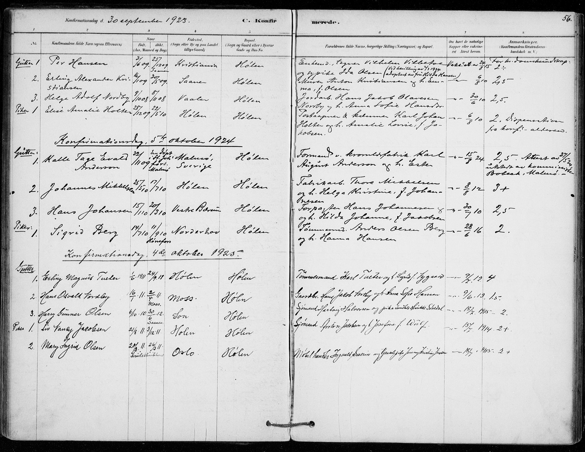 Vestby prestekontor Kirkebøker, SAO/A-10893/F/Fe/L0001: Parish register (official) no. V 1, 1878-1931, p. 56