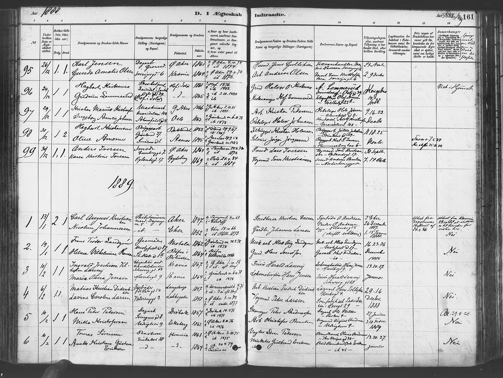 Gamlebyen prestekontor Kirkebøker, SAO/A-10884/F/Fa/L0006: Parish register (official) no. 6, 1881-1890, p. 161